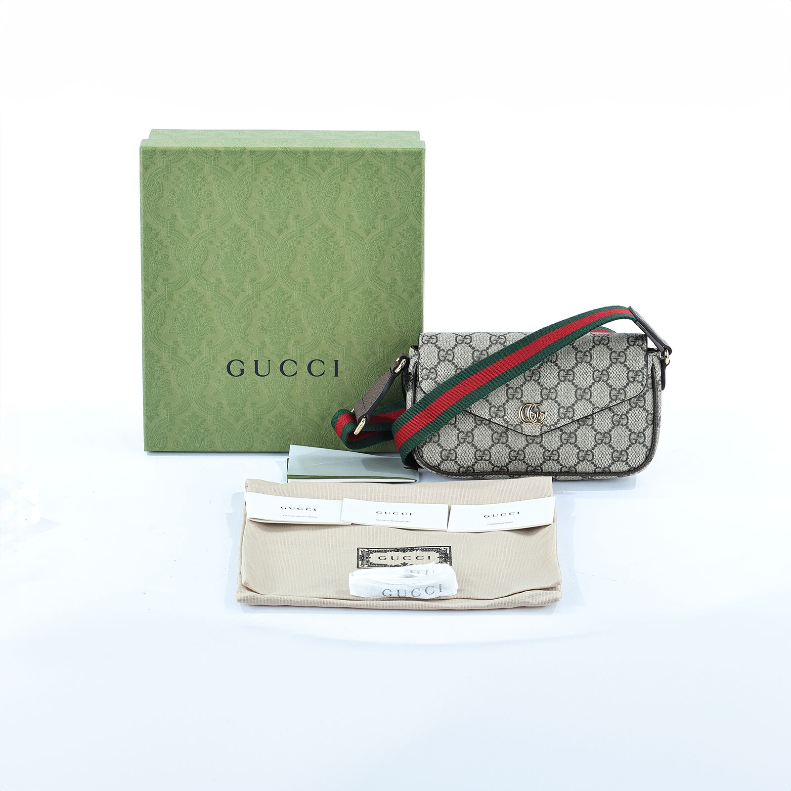 古馳 GUCCI Ophidia 迷你 肩背包 764061 口蓋織帶側背小包 原廠盒子/防塵袋