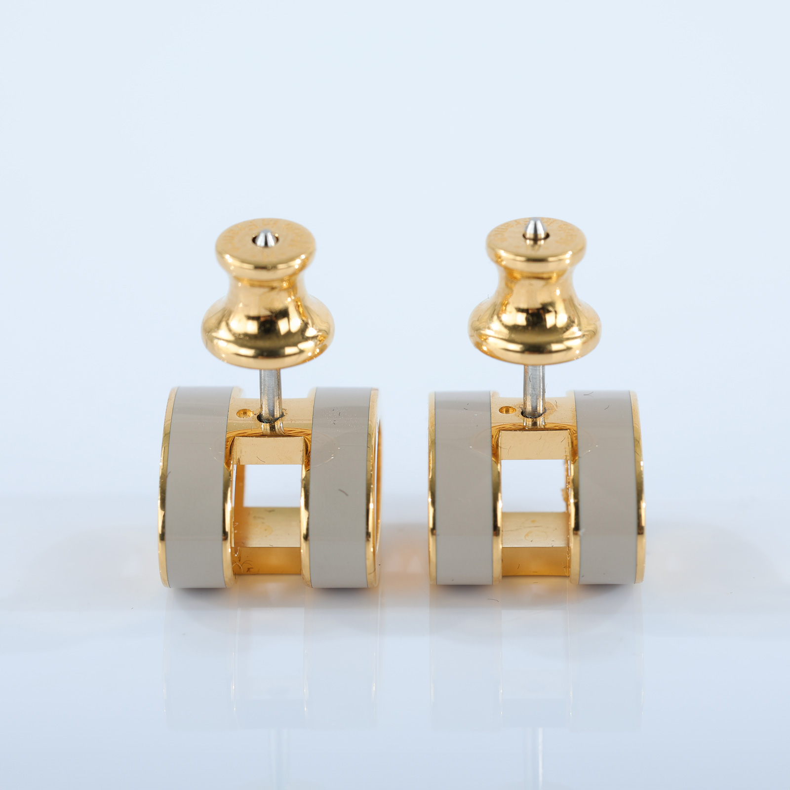 愛馬仕 Hermes Mini Pop H 耳釘 POPHE ST1128 栗子灰 H耳環 原廠盒子