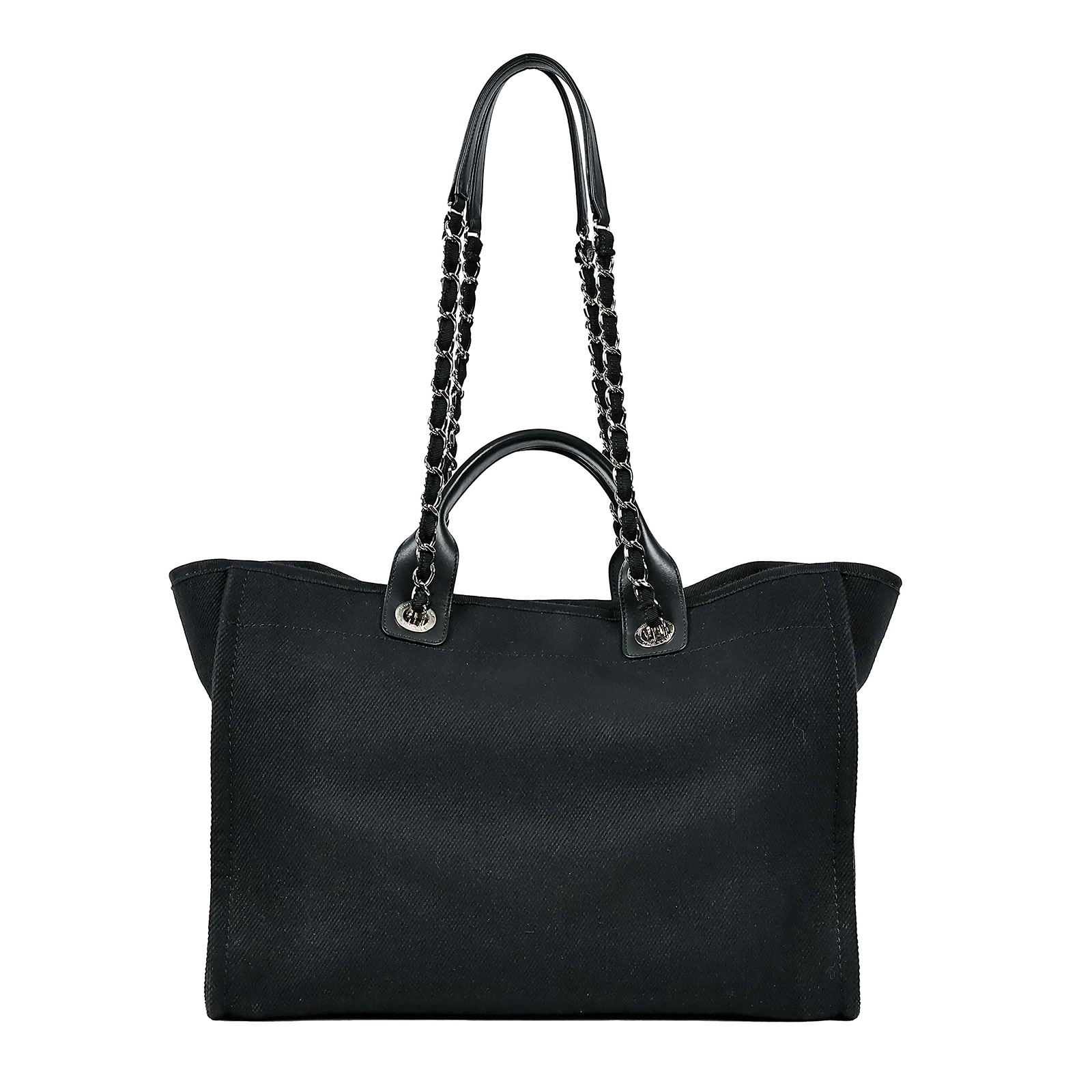 香奈兒 CHANEL 海灘包 大型  29開黑珠珠LOGO沙灘包 防塵袋/購買證明