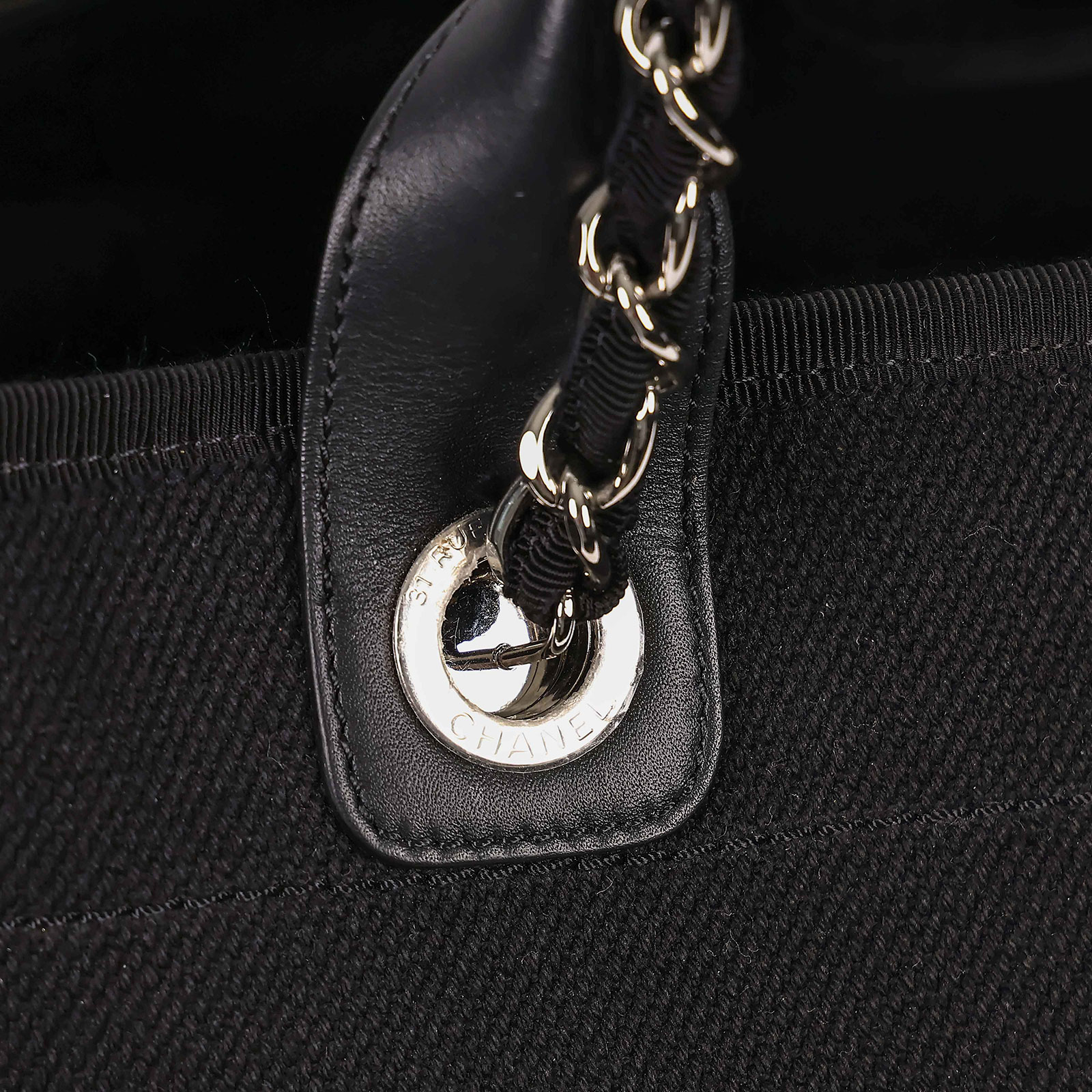 香奈兒 CHANEL 海灘包 大型  29開黑珠珠LOGO沙灘包 防塵袋/購買證明