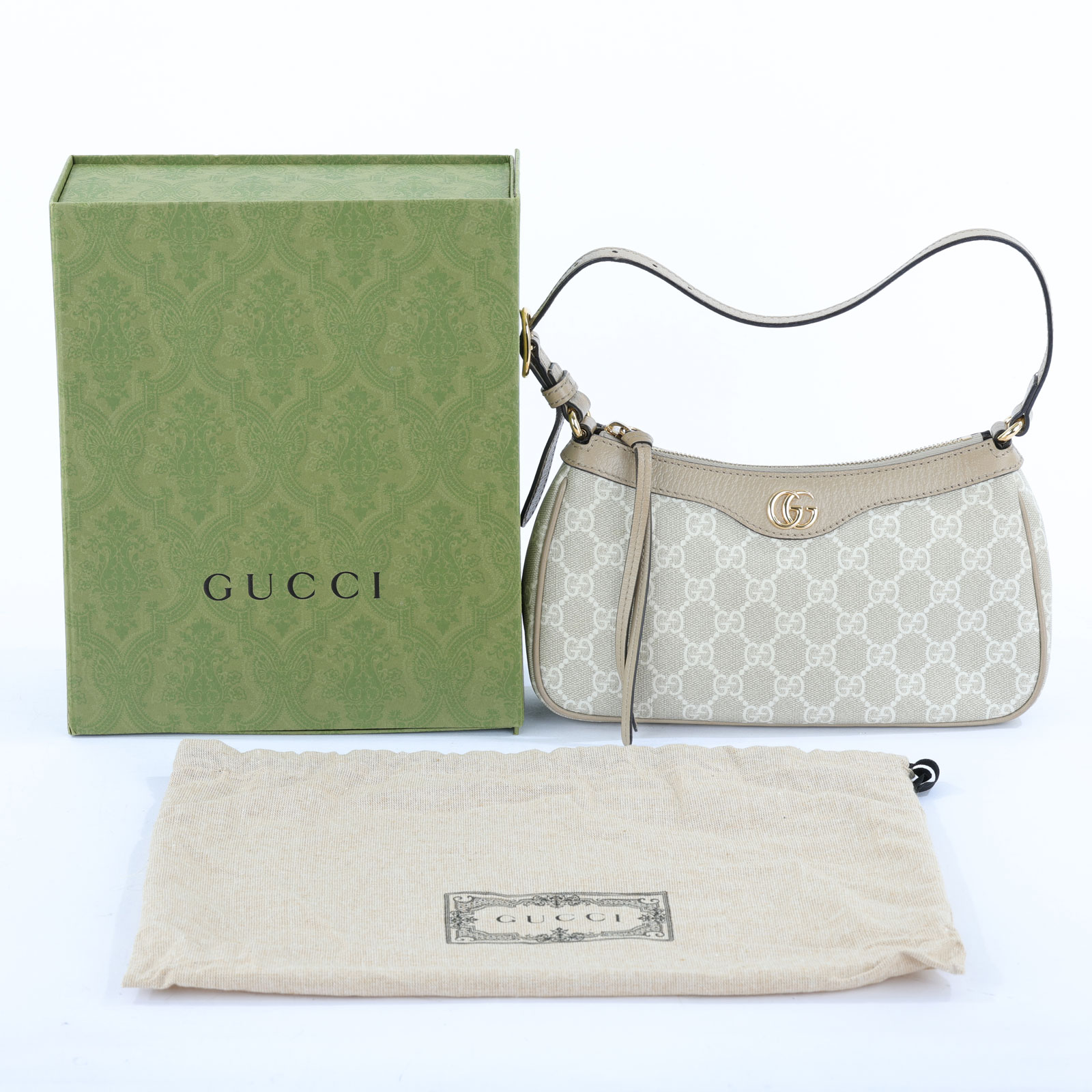 古馳 GUCCI Ophidia 小型 肩揹袋 735145 米色GG肩背包 原廠盒子/防塵袋