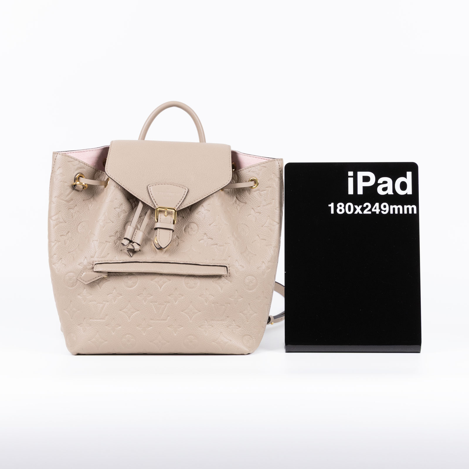 路易威登 LOUIS VUITTON Montsouris 後背包 M45410 晶片款 米灰壓紋後背包 吊牌