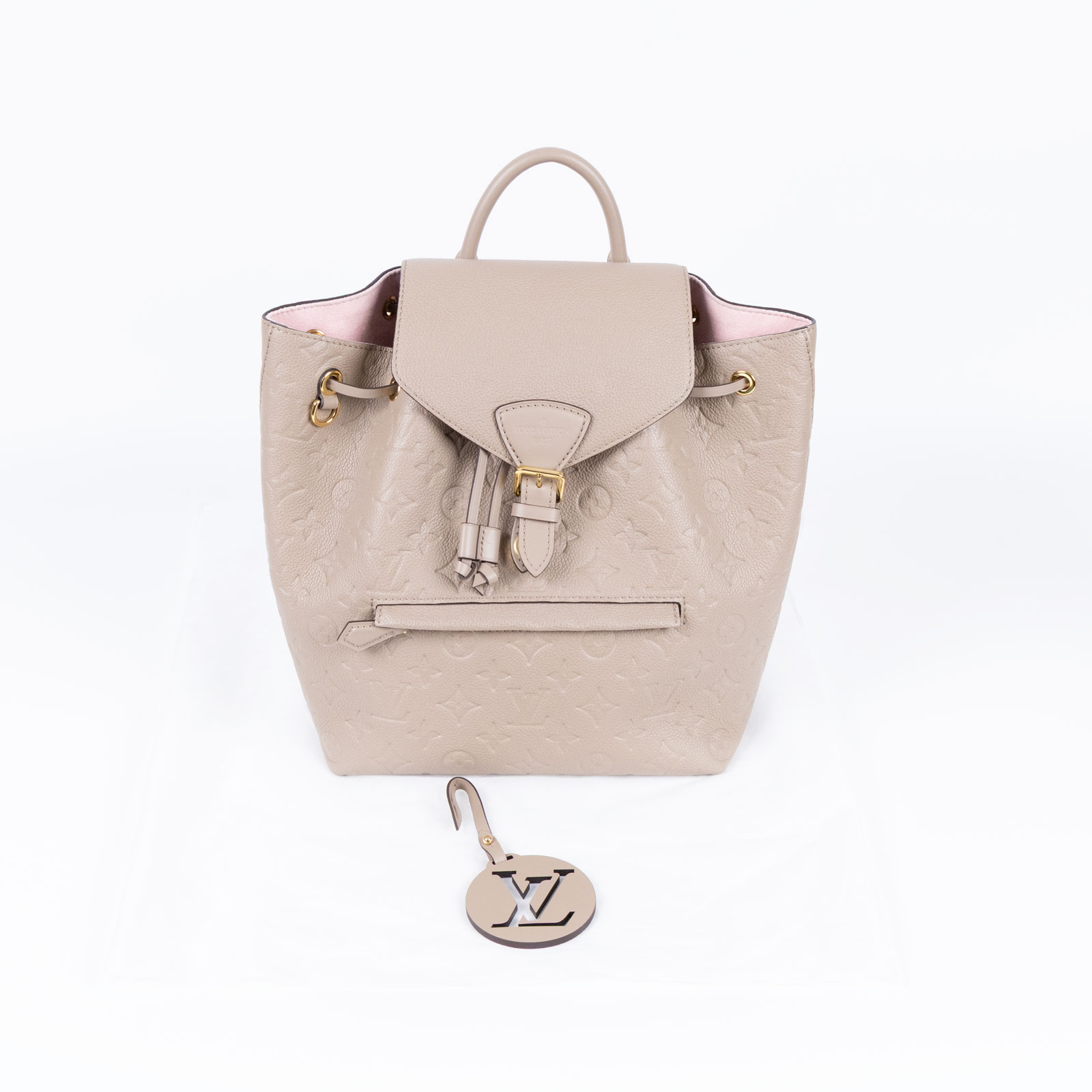 路易威登 LOUIS VUITTON Montsouris 後背包 M45410 晶片款 米灰壓紋後背包 吊牌