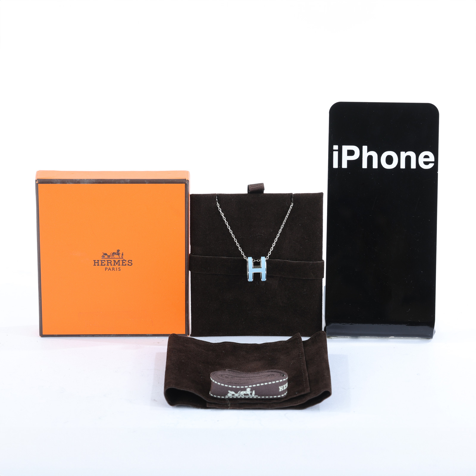 愛馬仕 Hermes Pop H 墜飾 POPHP  藍POP H項鍊 原廠盒子