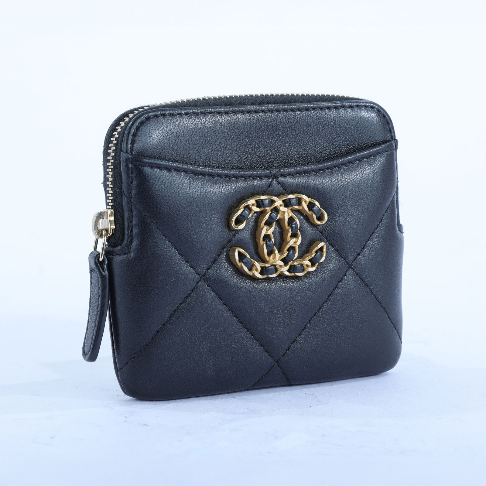 香奈兒 CHANEL 19 菱格紋 拉鍊零錢包 AP2086 晶片款 黑19吐司零錢包 原廠盒子/防塵袋