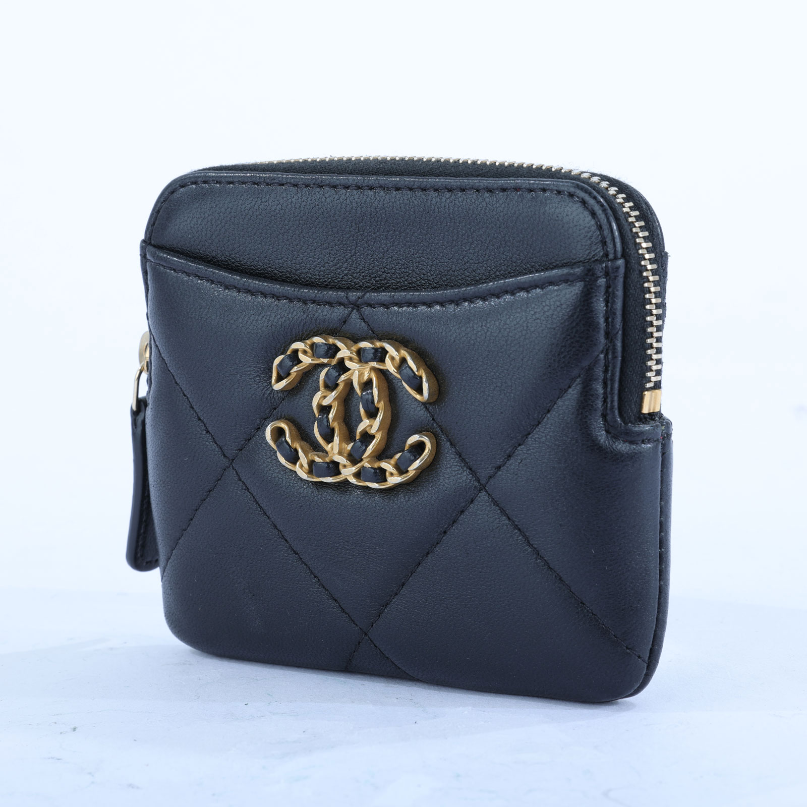 香奈兒 CHANEL 19 菱格紋 拉鍊零錢包 AP2086 晶片款 黑19吐司零錢包 原廠盒子/防塵袋