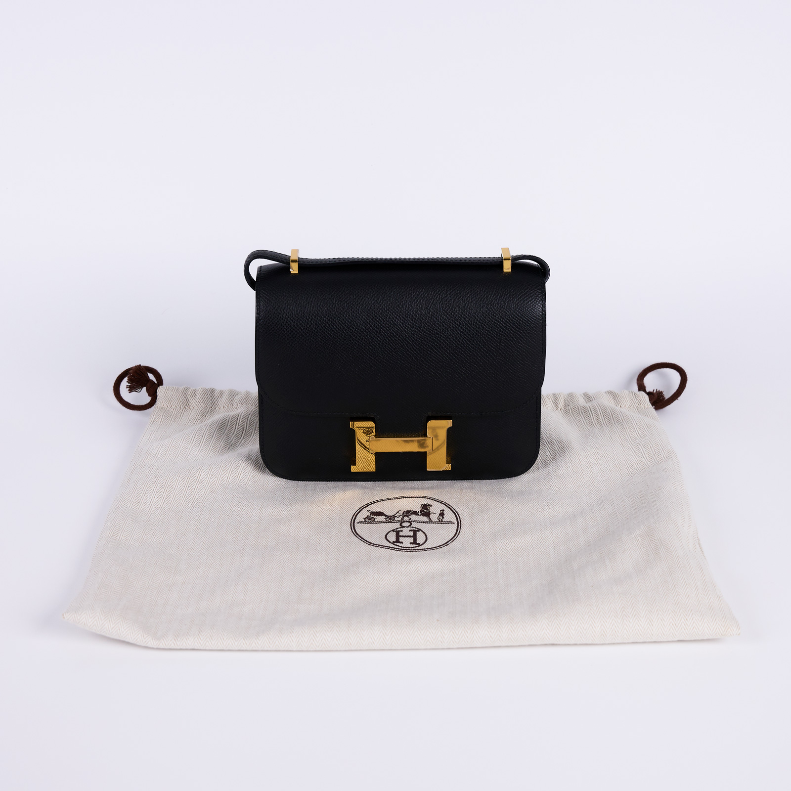 愛馬仕 Hermes Constance Bag 康康包 MIni 18 CN18 黑金CONSTANCE MINI 防塵袋