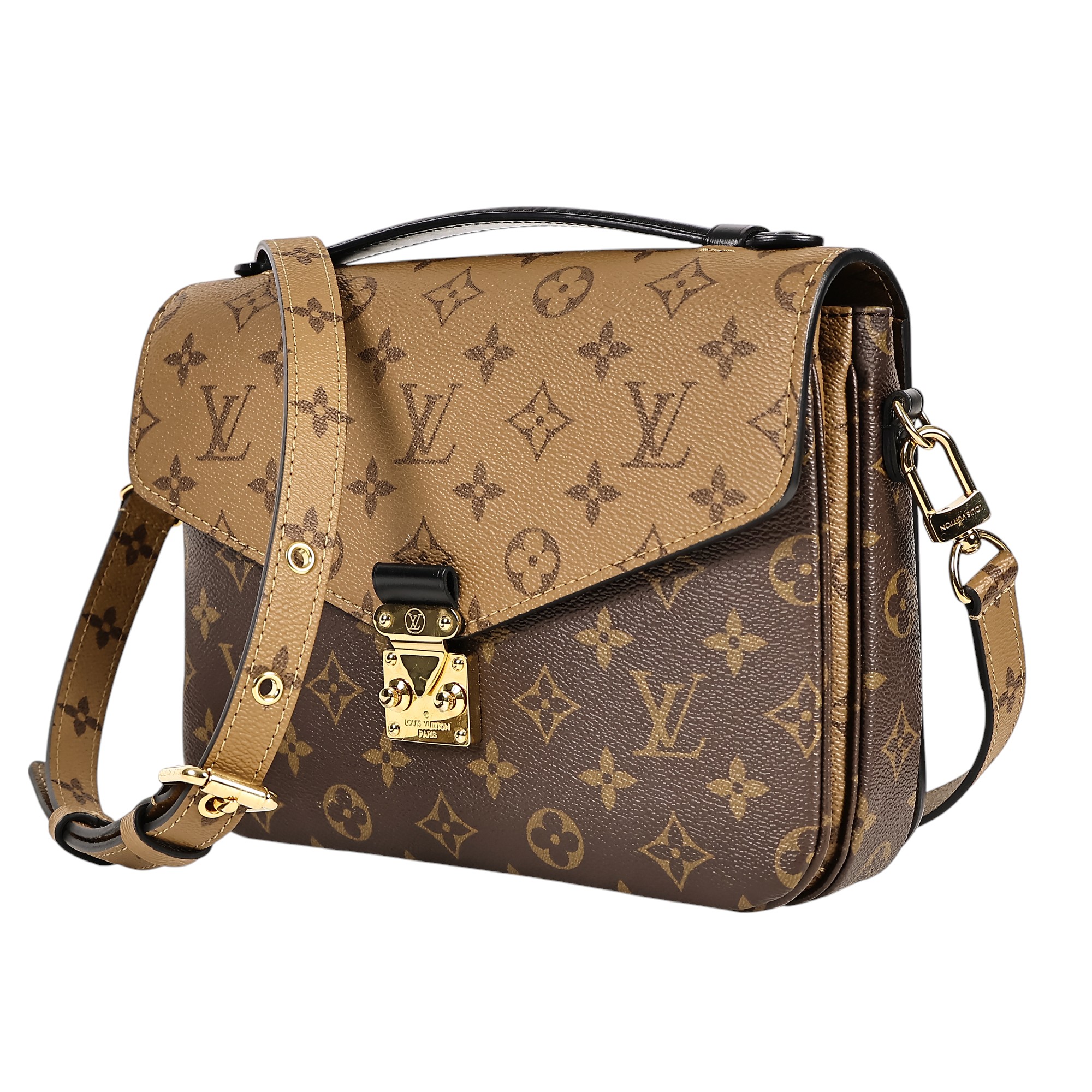 路易威登 LOUIS VUITTON Pochette Métis 拚色設計 釦式 手提 斜背包 M44876 雙色原花郵差包 防塵袋