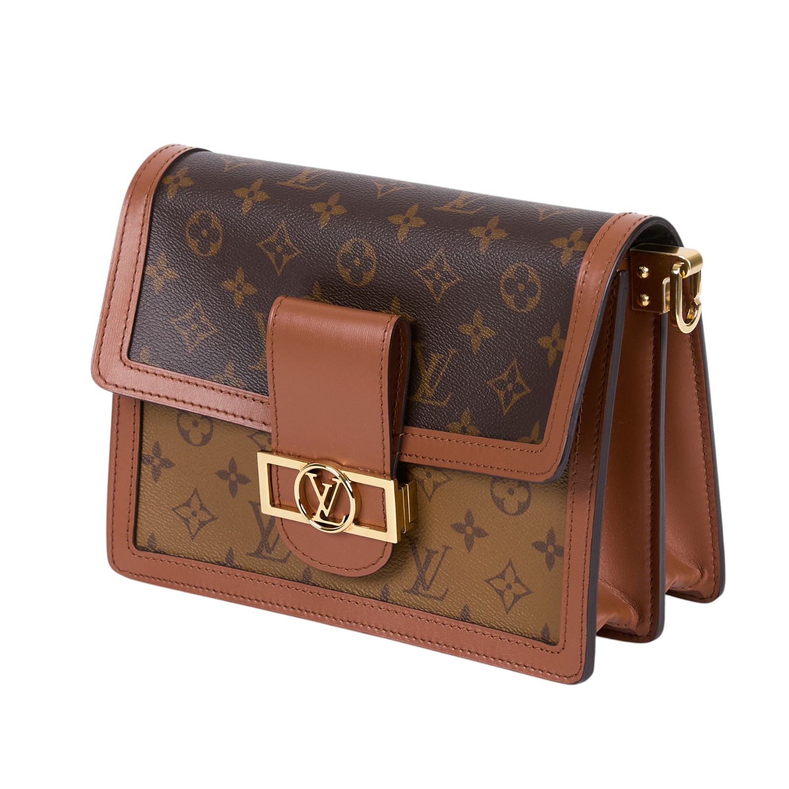 路易威登 LOUIS VUITTON Dauphine MM 手提包 雙色翻蓋斜背 鏈帶包 M44391 晶片款 原廠盒子/防塵袋/背帶2