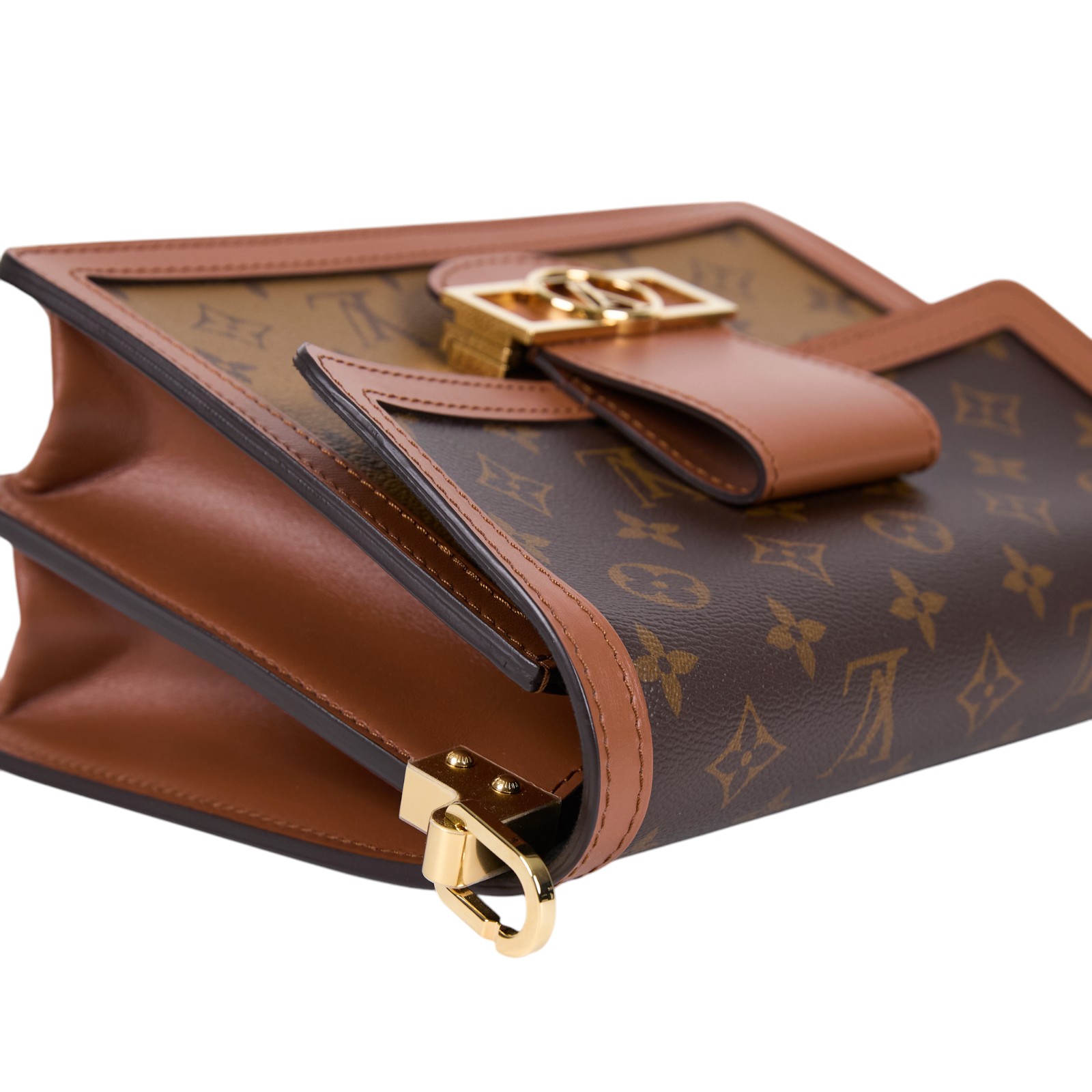 路易威登 LOUIS VUITTON Dauphine MM 手提包 雙色翻蓋斜背 鏈帶包 M44391 晶片款 原廠盒子/防塵袋/背帶2