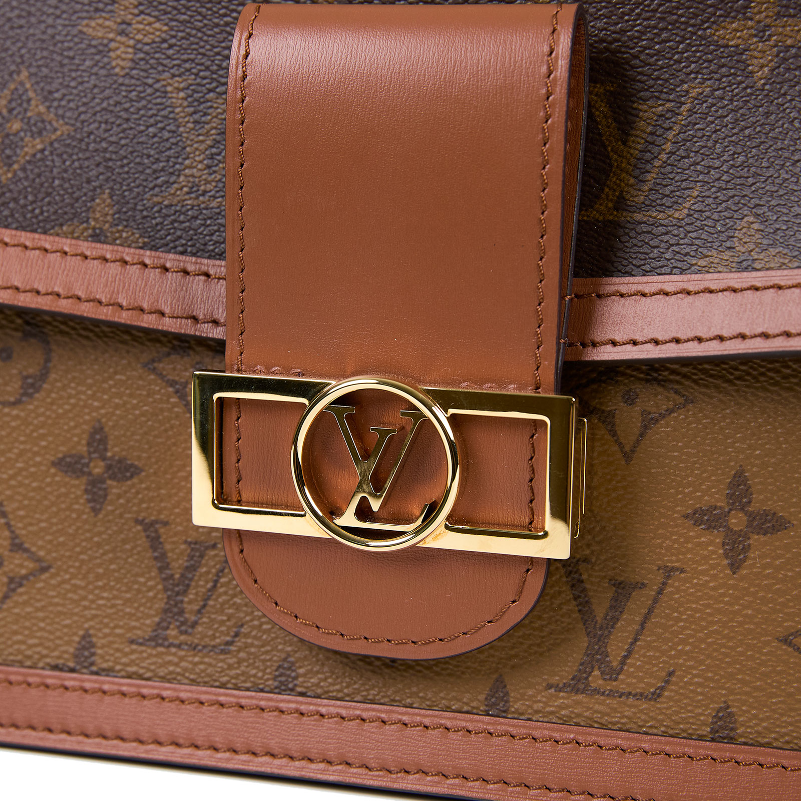 路易威登 LOUIS VUITTON Dauphine MM 手提包 雙色翻蓋斜背 鏈帶包 M44391 晶片款 原廠盒子/防塵袋/背帶2