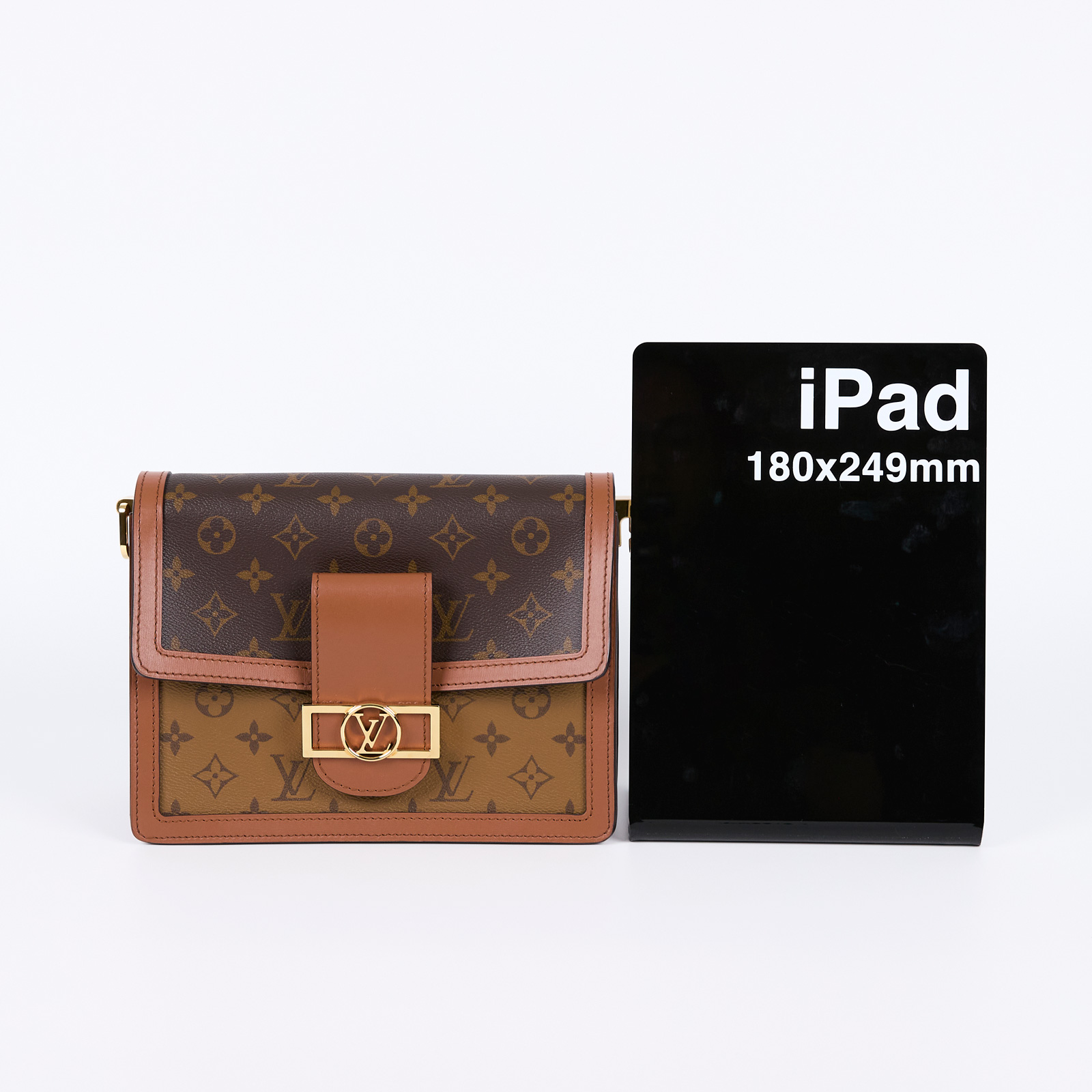 路易威登 LOUIS VUITTON Dauphine MM 手提包 雙色翻蓋斜背 鏈帶包 M44391 晶片款 原廠盒子/防塵袋/背帶2