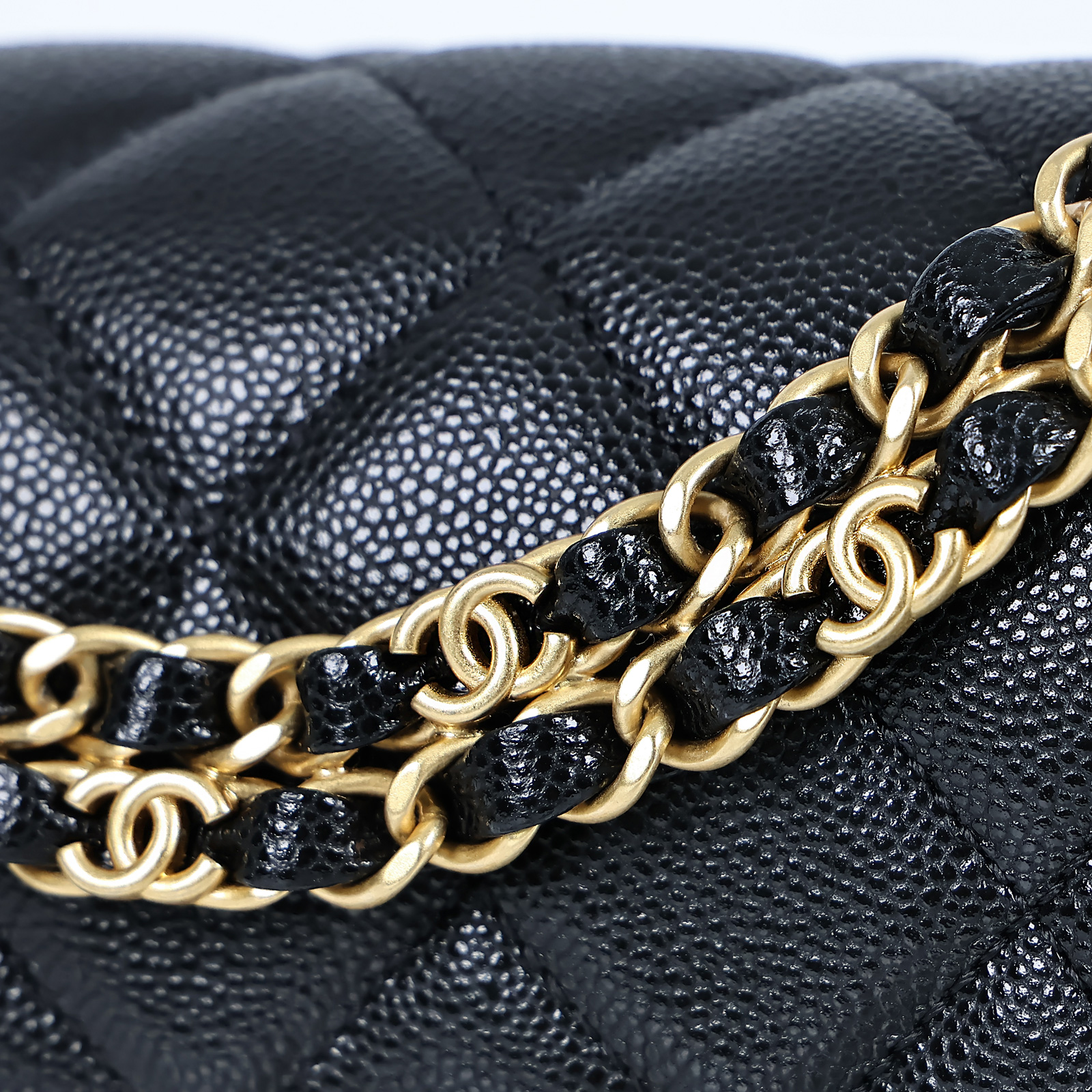 香奈兒 CHANEL 方胖 手提 肩背 皮穿鍊口蓋包  晶片款 黑荔枝雙鍊方胖 防塵袋