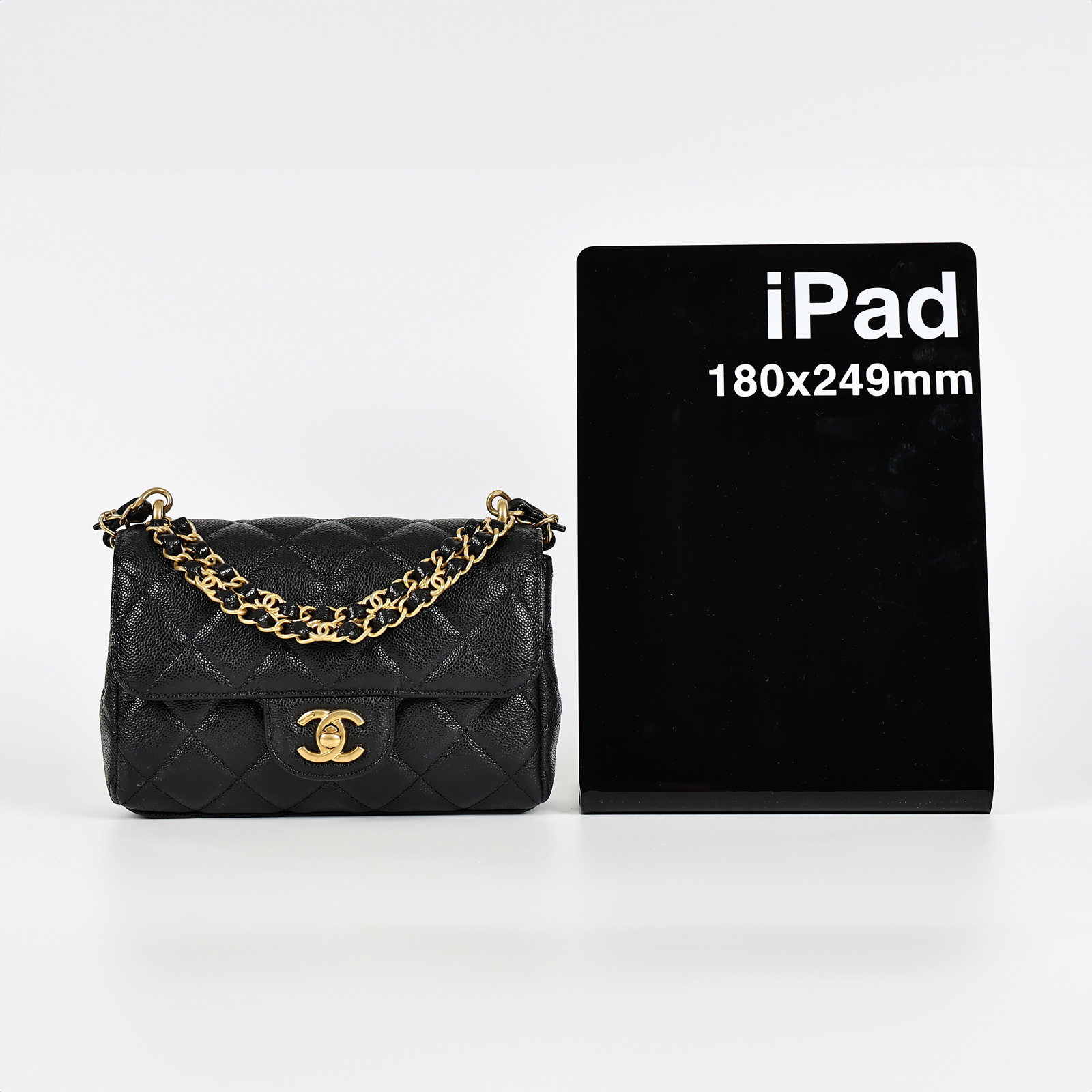 香奈兒 CHANEL 方胖 手提 肩背 皮穿鍊口蓋包  晶片款 黑荔枝雙鍊方胖 防塵袋