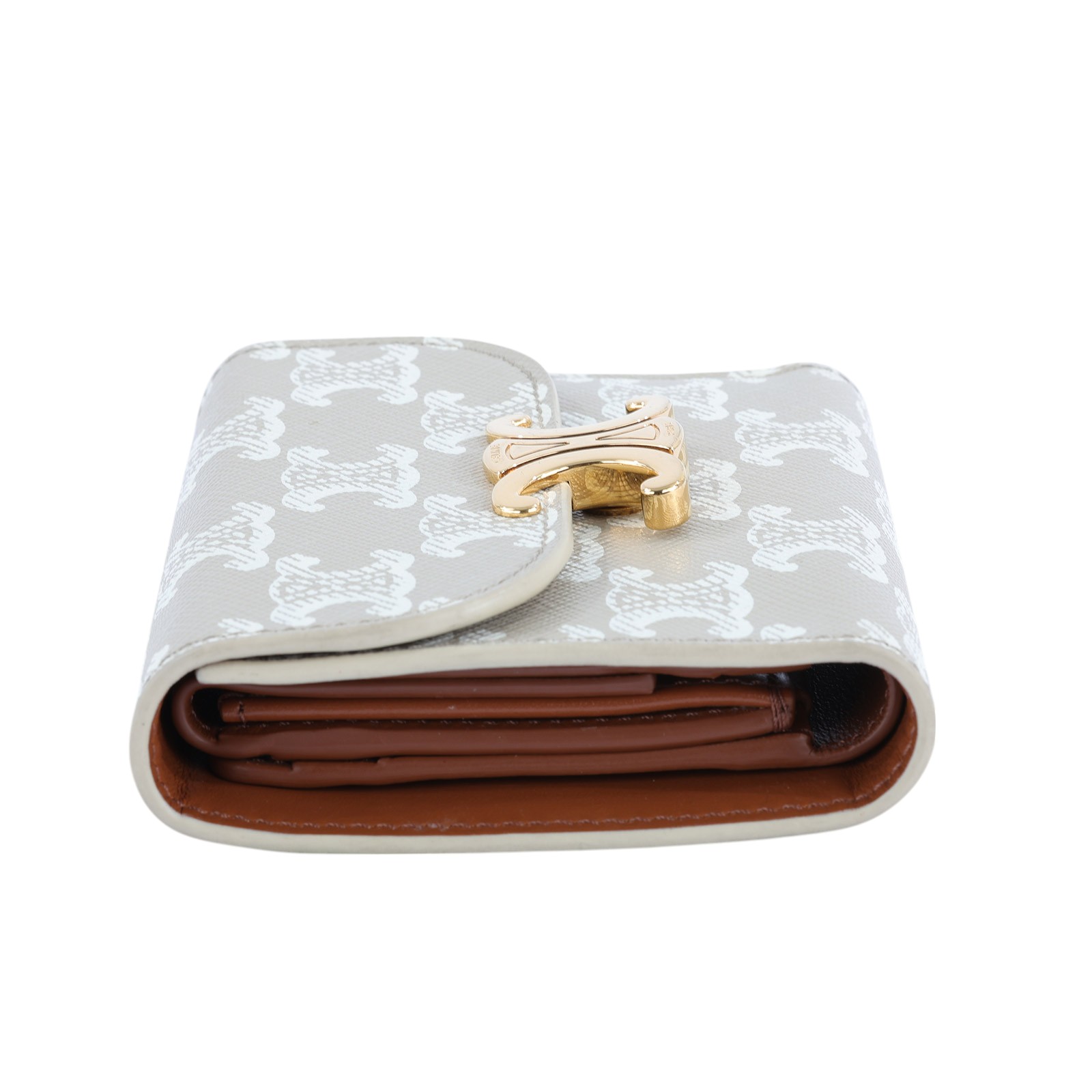 思琳 CELINE 標識印花 小型 錢包 Triomphe 凱旋門 三折 短夾 10D782FID 灰凱旋門白LOGO短夾 無附屬品