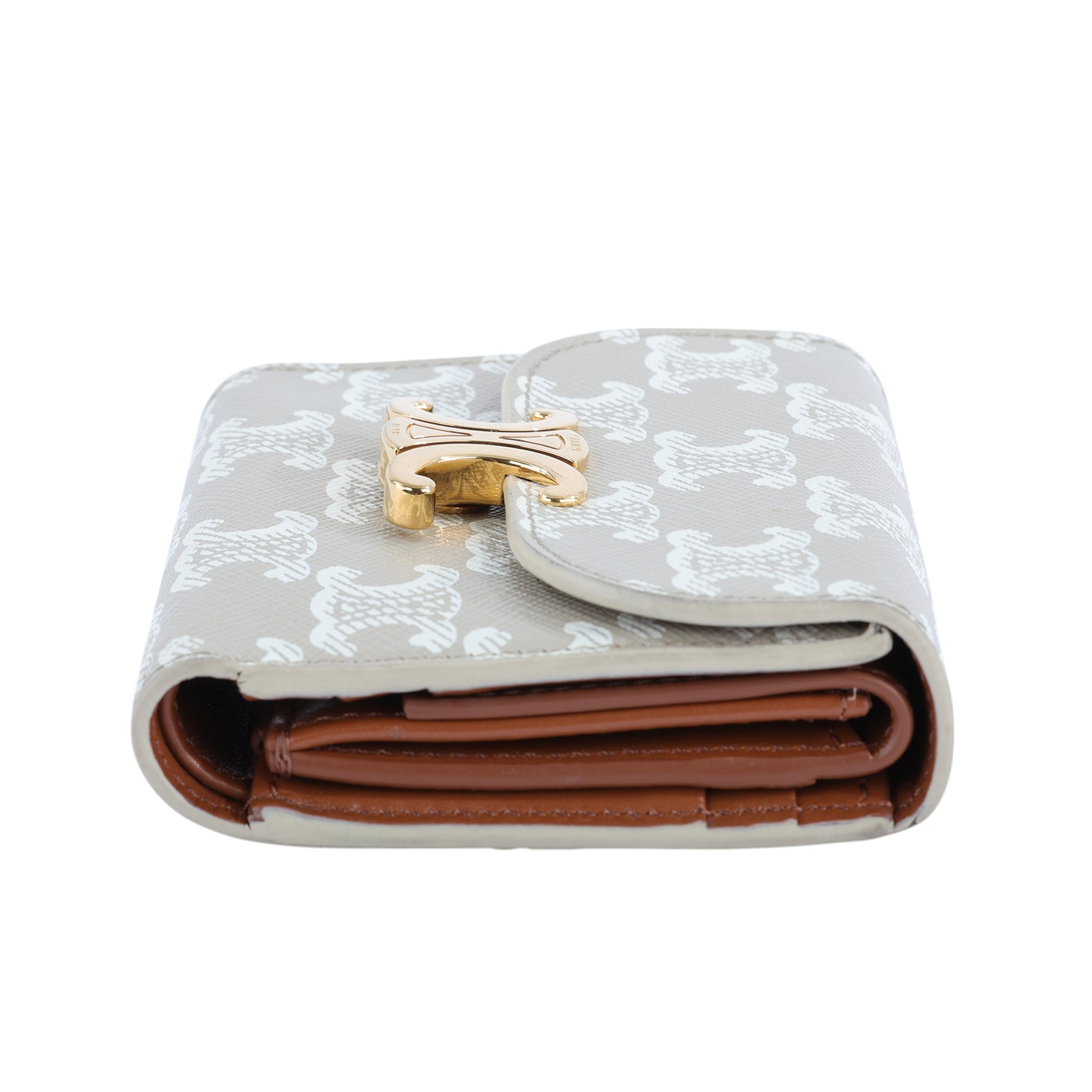 思琳 CELINE 標識印花 小型 錢包 Triomphe 凱旋門 三折 短夾 10D782FID 灰凱旋門白LOGO短夾 無附屬品