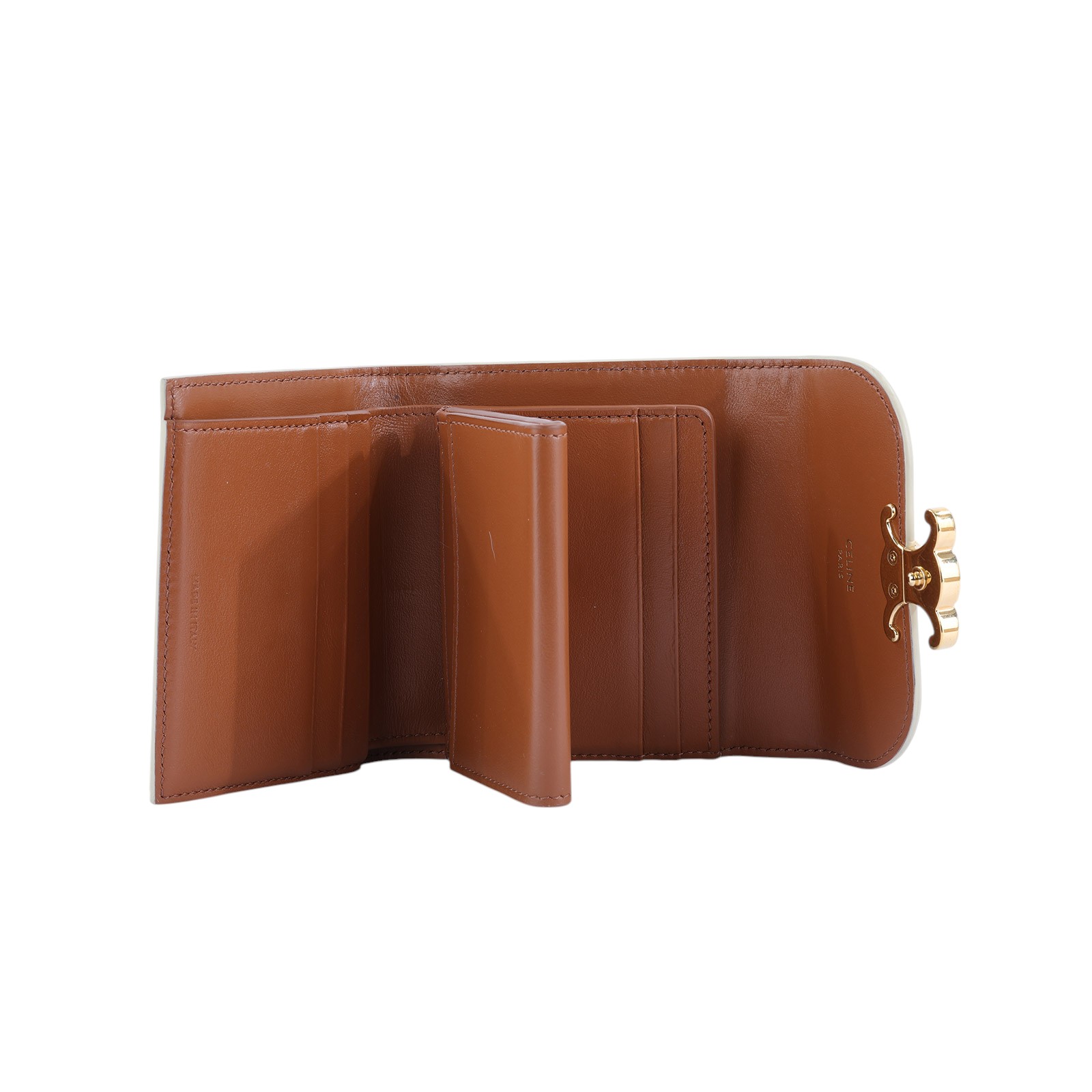 思琳 CELINE 標識印花 小型 錢包 Triomphe 凱旋門 三折 短夾 10D782FID 灰凱旋門白LOGO短夾 無附屬品