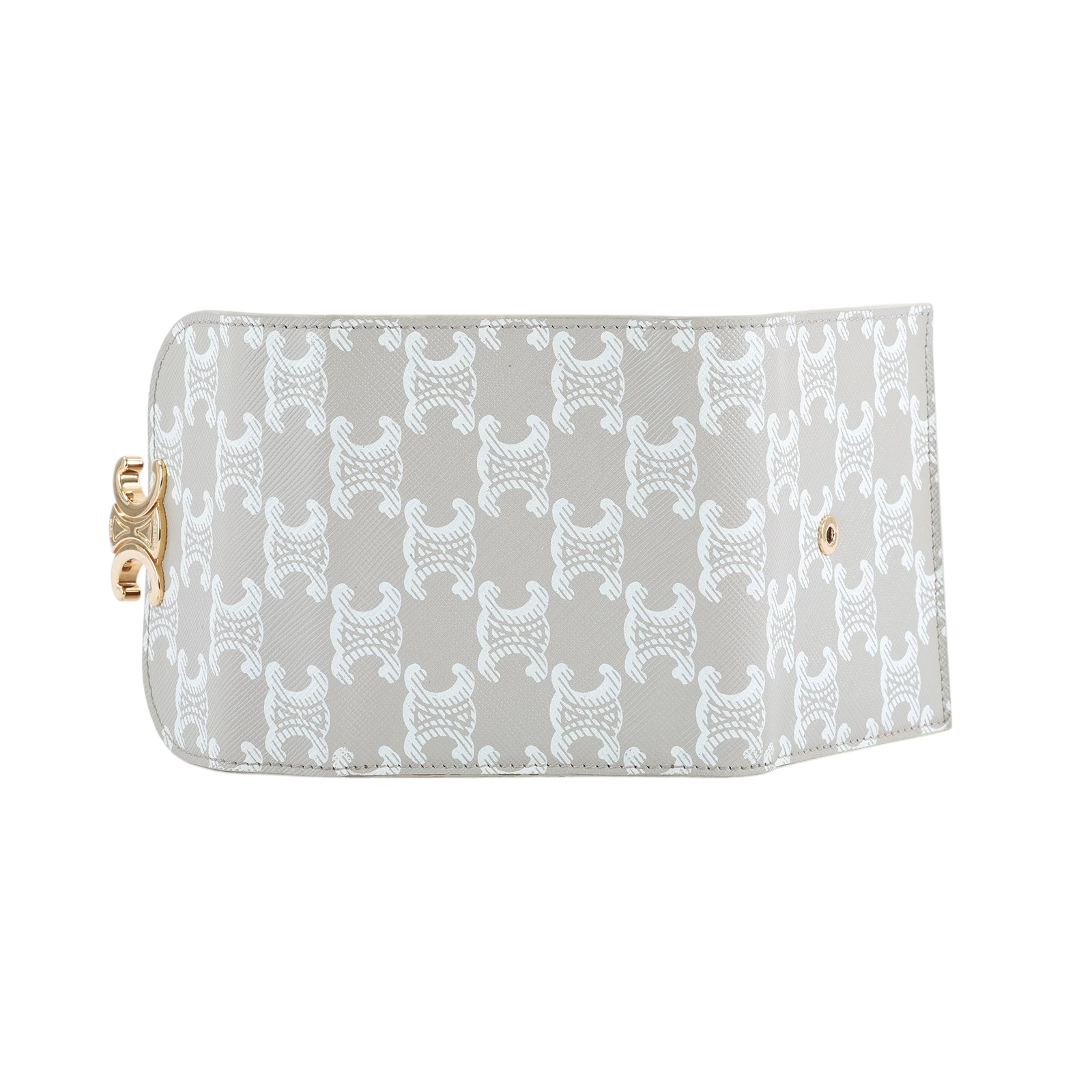 思琳 CELINE 標識印花 小型 錢包 Triomphe 凱旋門 三折 短夾 10D782FID 灰凱旋門白LOGO短夾 無附屬品