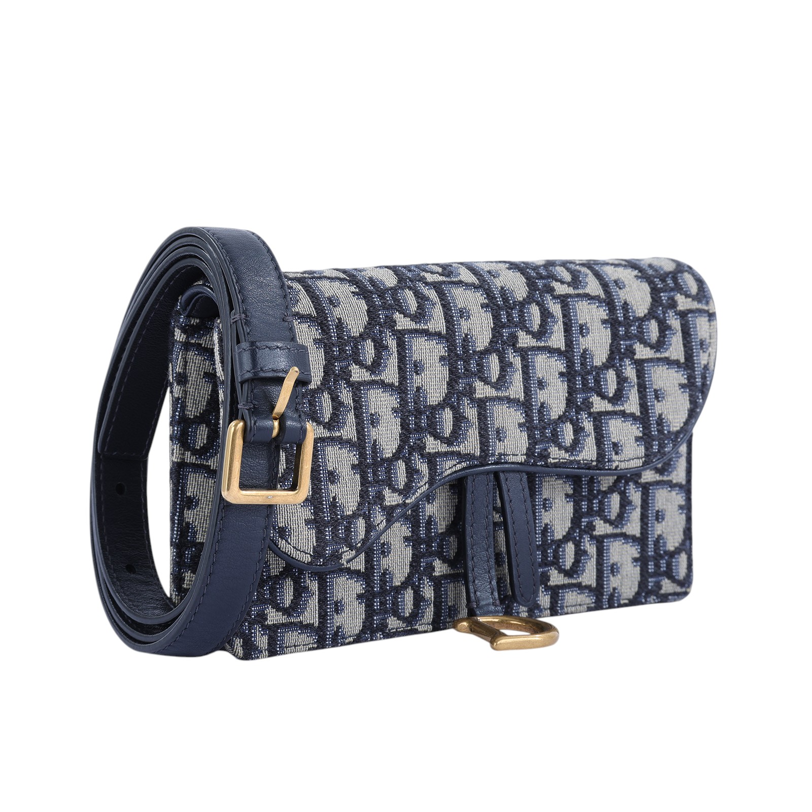 迪奧 CHRISTIAN DIOR Saddle 馬鞍 腰包 S5619CTZQ 藍老花SADDLE腰包 原廠盒子/防塵袋