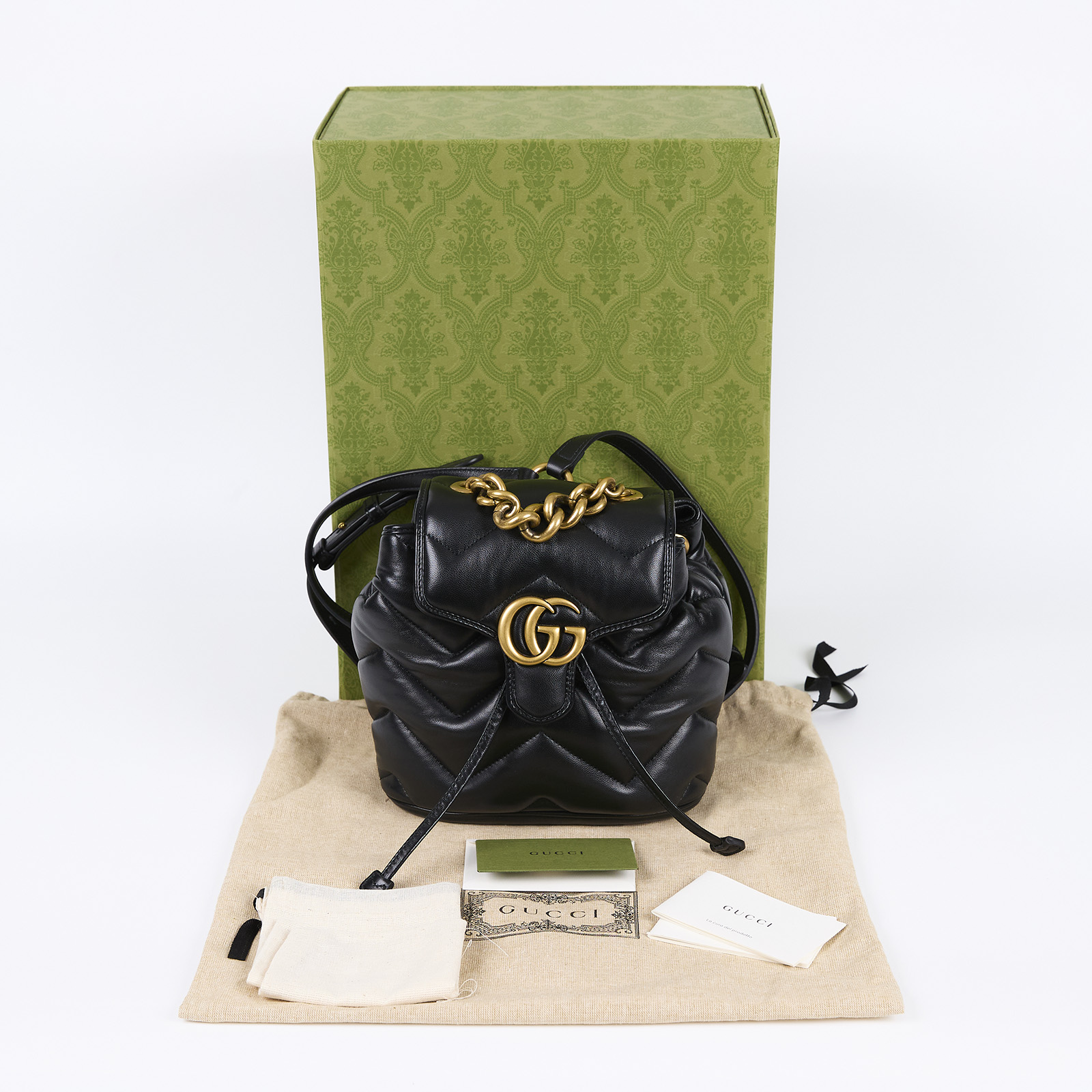古馳 GUCCI Marmont 背包 777253 黑 GG Marmont 迷你後背包 原廠盒子/防塵袋
