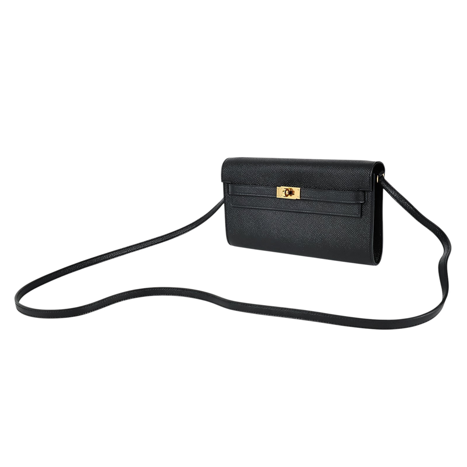愛馬仕 Hermes Kelly to go 長夾肩背包 KLG B刻 黑KELLY TO GO 原廠盒子/購買證明影本