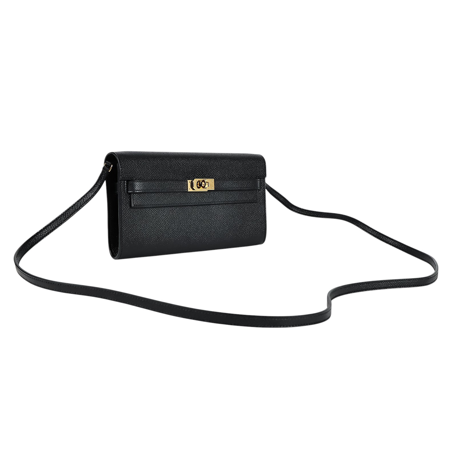 愛馬仕 Hermes Kelly to go 長夾肩背包 KLG B刻 黑KELLY TO GO 原廠盒子/購買證明影本