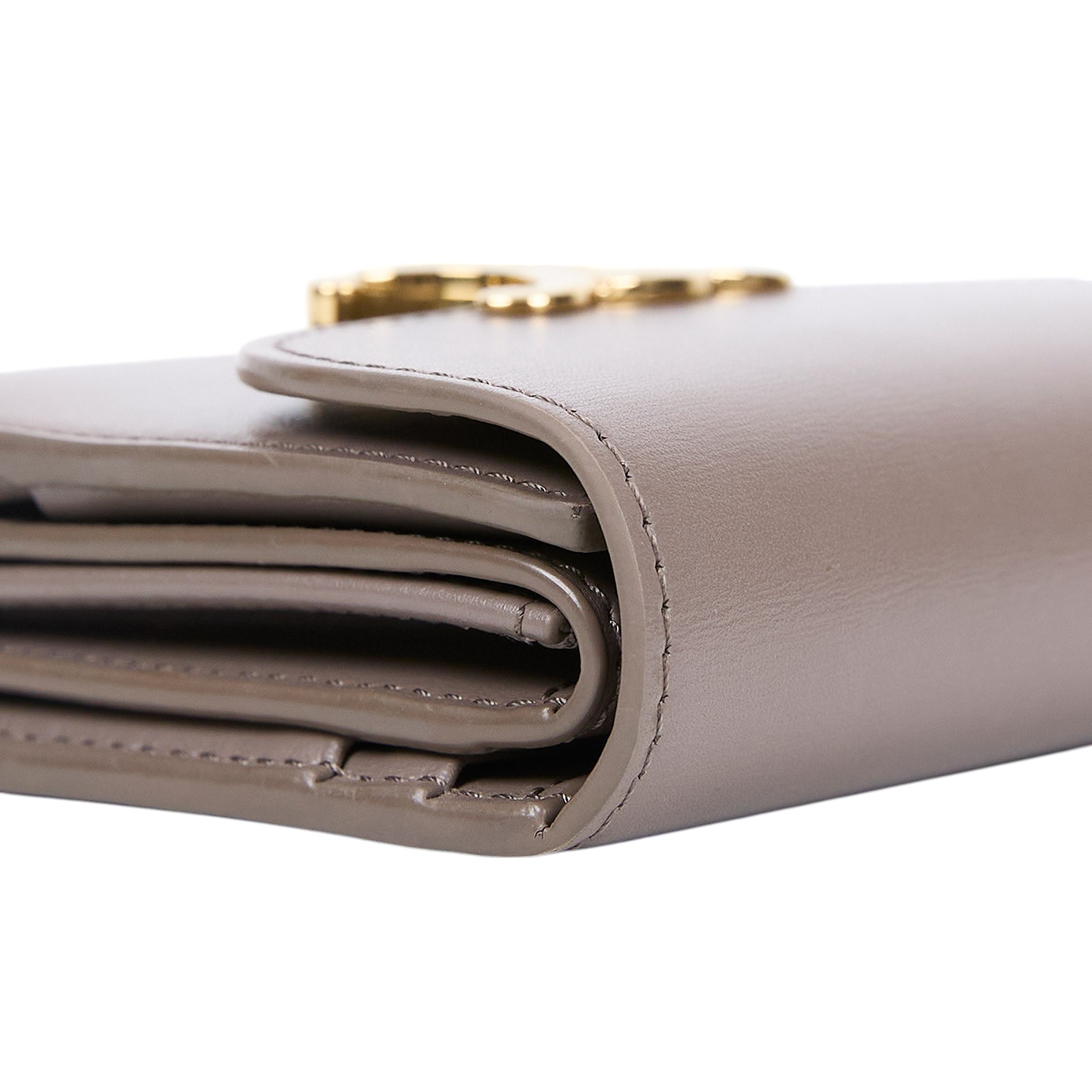 思琳 CELINE 亮面牛皮革 TRIOMPHE COMPACT 銀包連零錢格 10I653DPV 灰金TRIOMPHE短夾 原廠盒子/防塵袋/內裏髒污