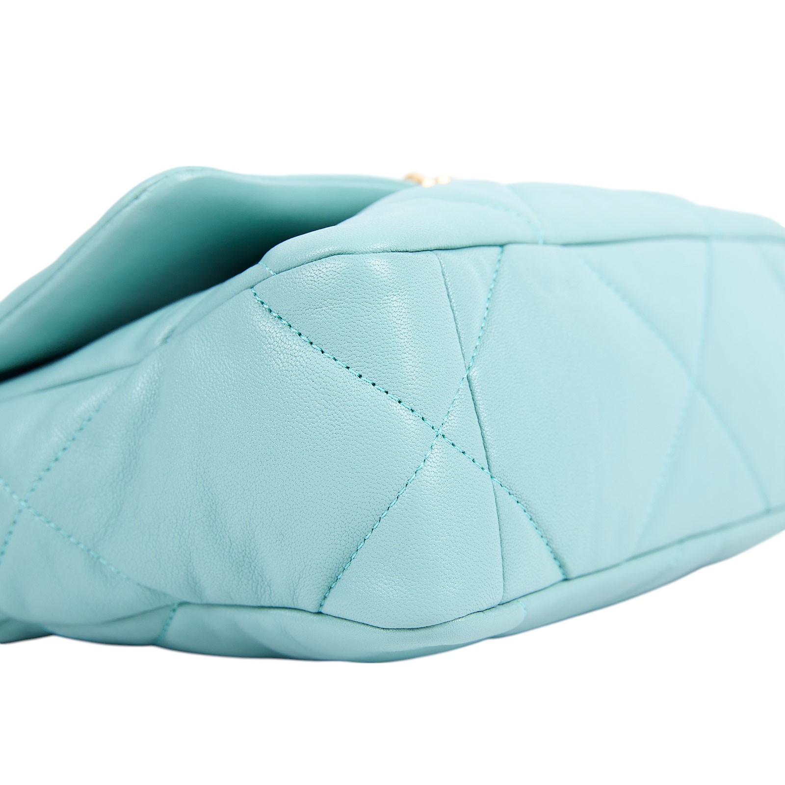 香奈兒 CHANEL 19 口蓋包 菱格紋 金銀鍊帶 手提 肩背包 AS1160 29開水藍19包26CM 保證卡