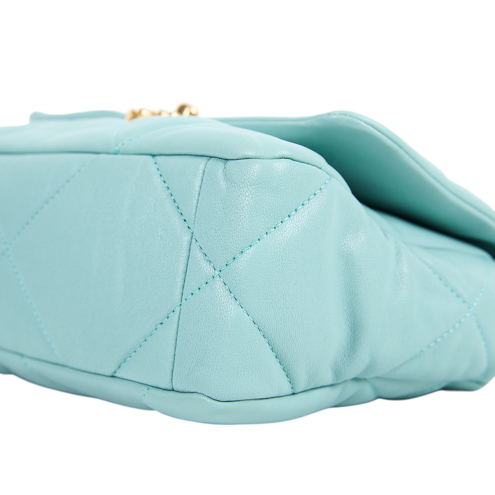 香奈兒 CHANEL 19 口蓋包 菱格紋 金銀鍊帶 手提 肩背包 AS1160 29開水藍19包26CM 保證卡