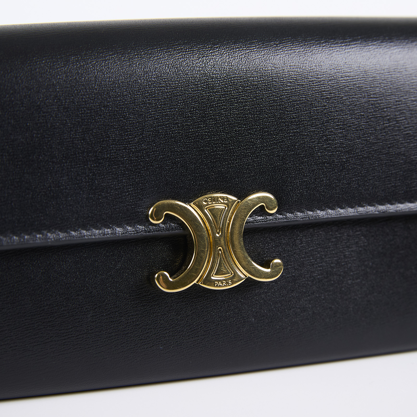 思琳 CELINE Triomphe 亮澤牛皮革 錢包 長夾 大型 10E313DPV 黑TRIOMPHE 牛皮金釦長夾 防塵袋/原廠盒子/購買證明