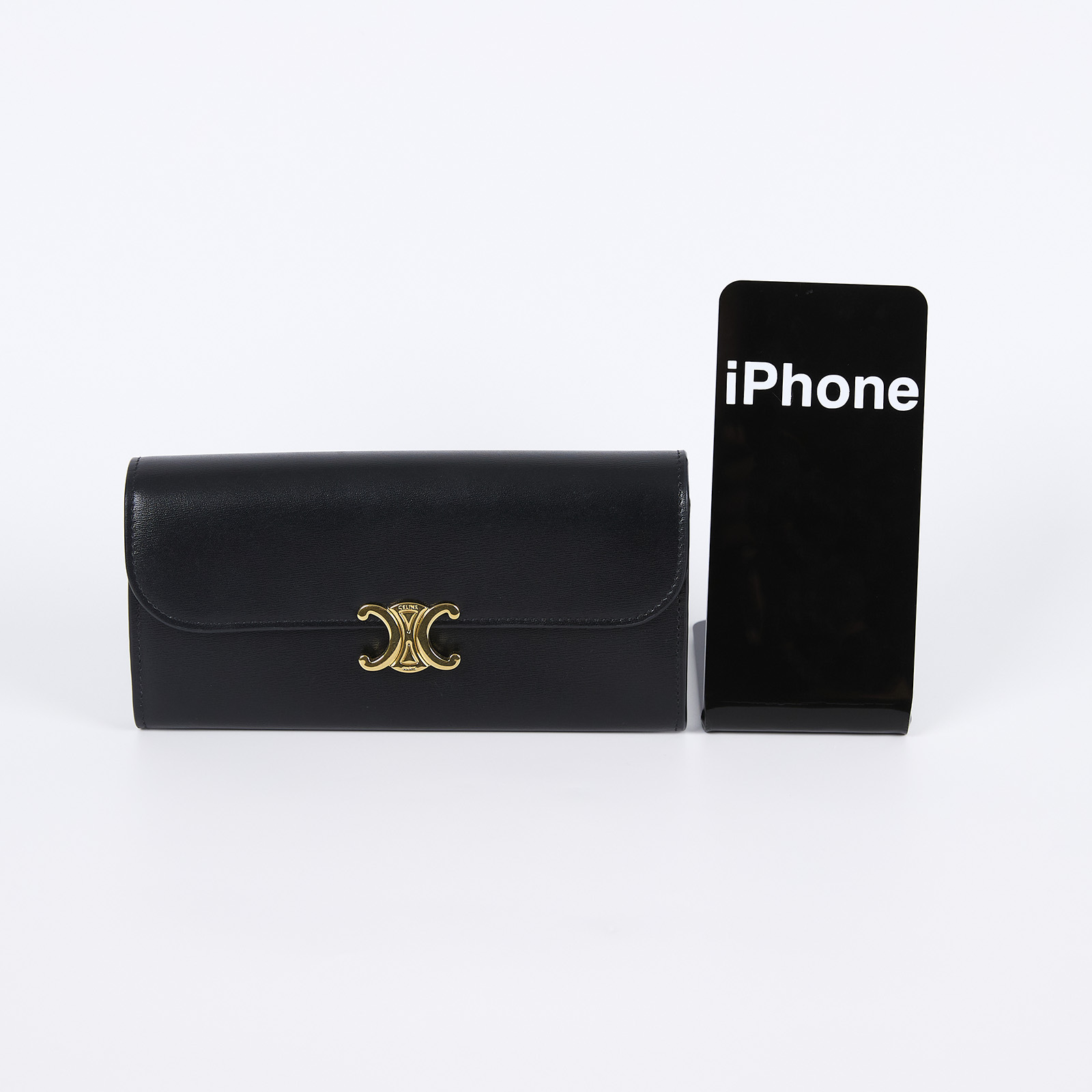 思琳 CELINE Triomphe 亮澤牛皮革 錢包 長夾 大型 10E313DPV 黑TRIOMPHE 牛皮金釦長夾 防塵袋/原廠盒子/購買證明