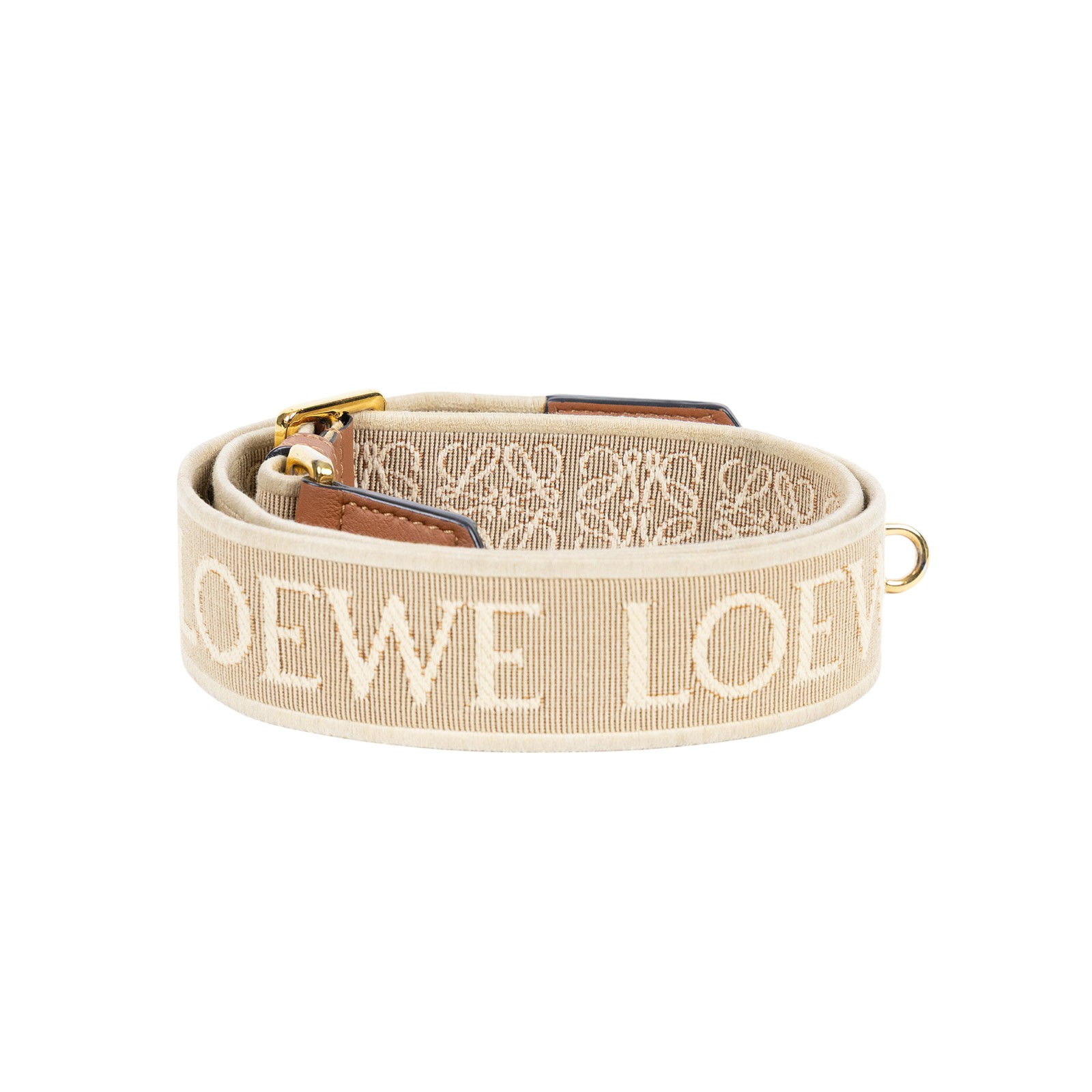 羅意威 LOEWE 緹花織 小牛皮 Anagram 肩帶 C073T87X01 米帆布LOGO背帶 無附屬品