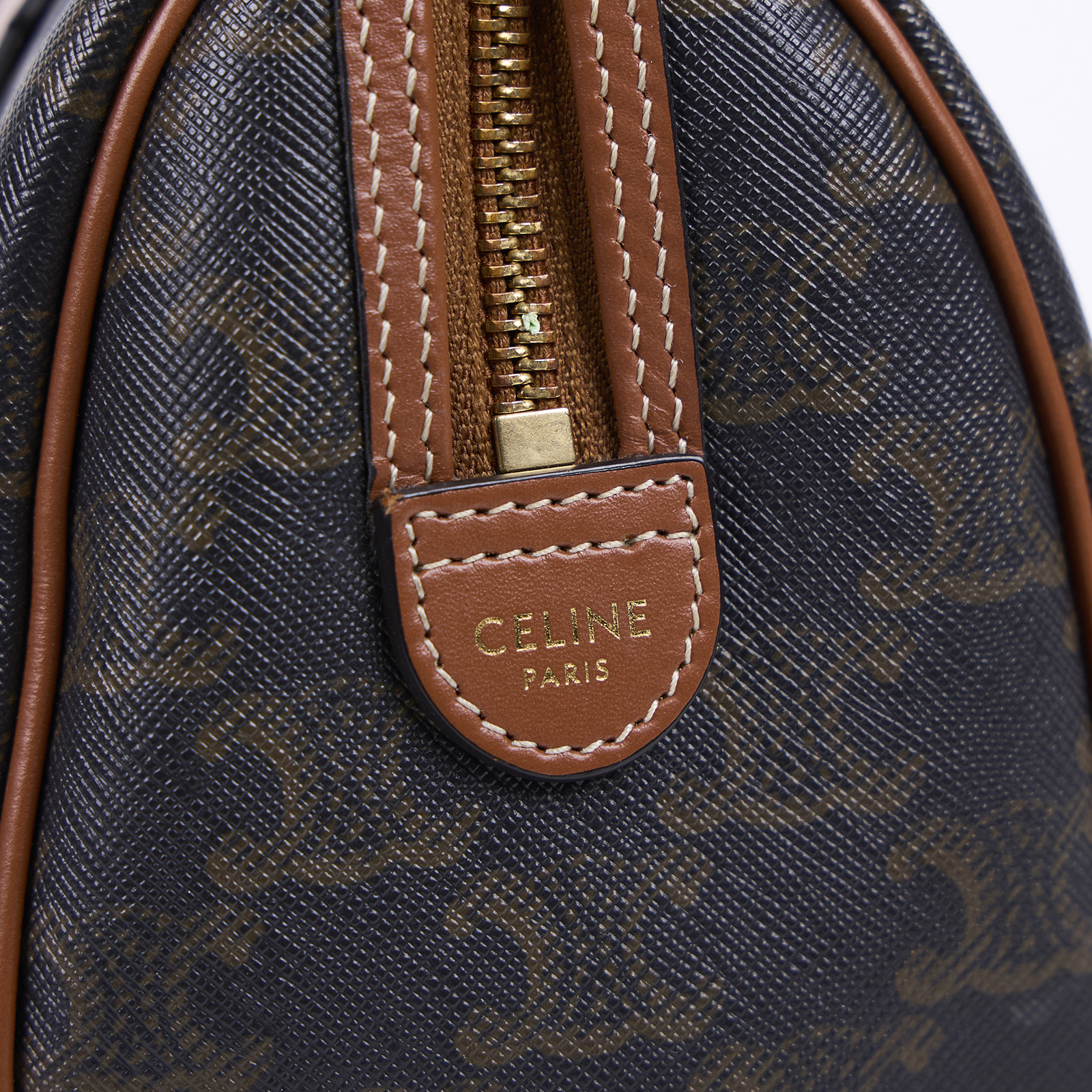 思琳 CELINE Triomphe 帆布 小牛皮 飾邊 手提 斜背 波士頓包 197582CAS 凱旋老花波士頓包 2WAY 防塵袋