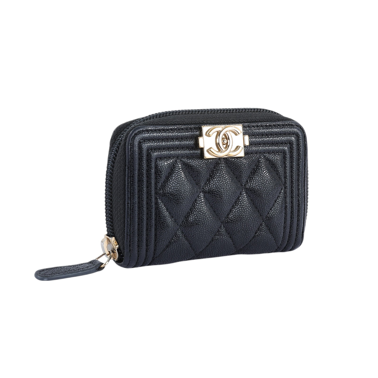 香奈兒 CHANEL BOY 拉鍊 零錢包 AB2480 28開黑荔枝BOY卡包 防塵袋/原廠盒子/保證卡