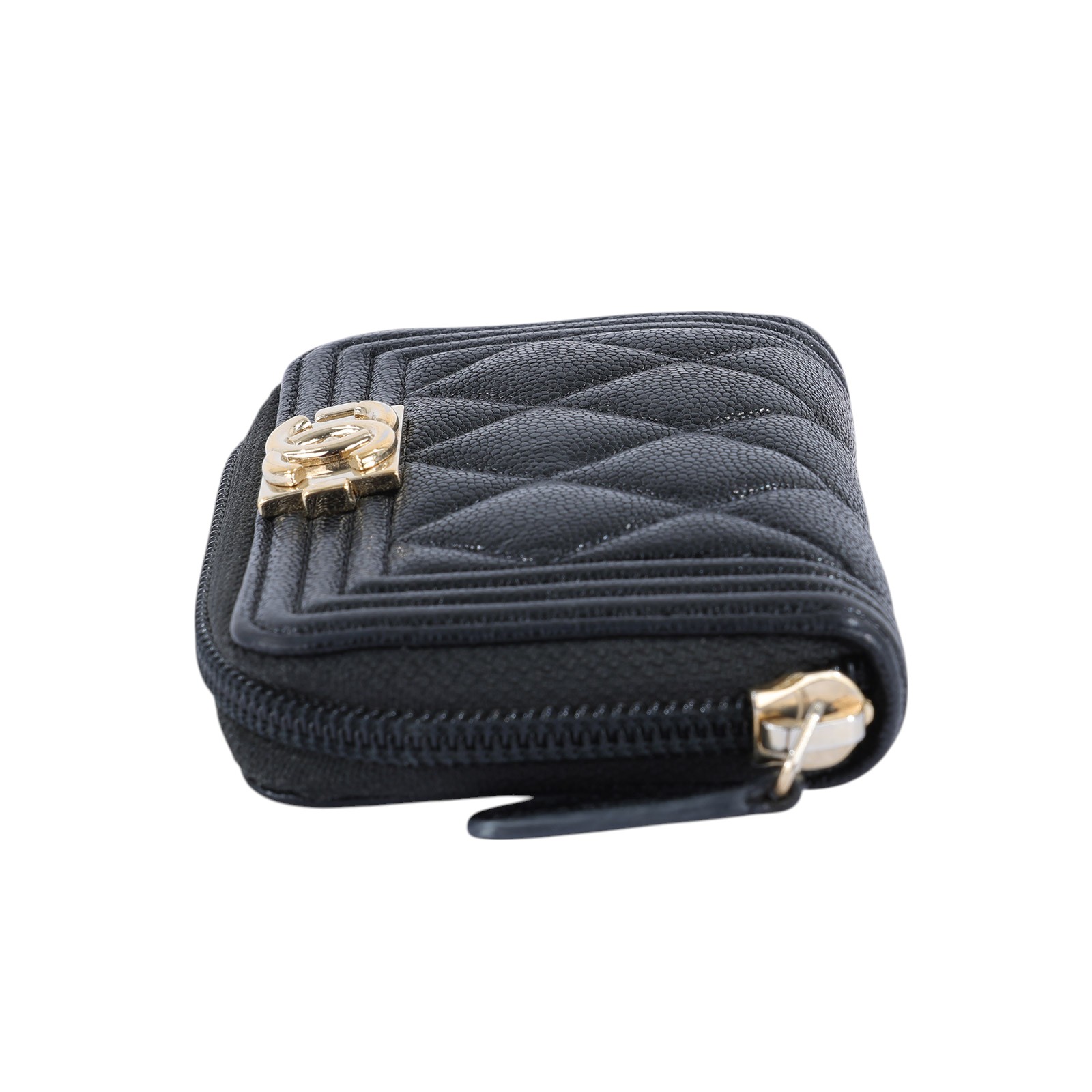 香奈兒 CHANEL BOY 拉鍊 零錢包 AB2480 28開黑荔枝BOY卡包 防塵袋/原廠盒子/保證卡