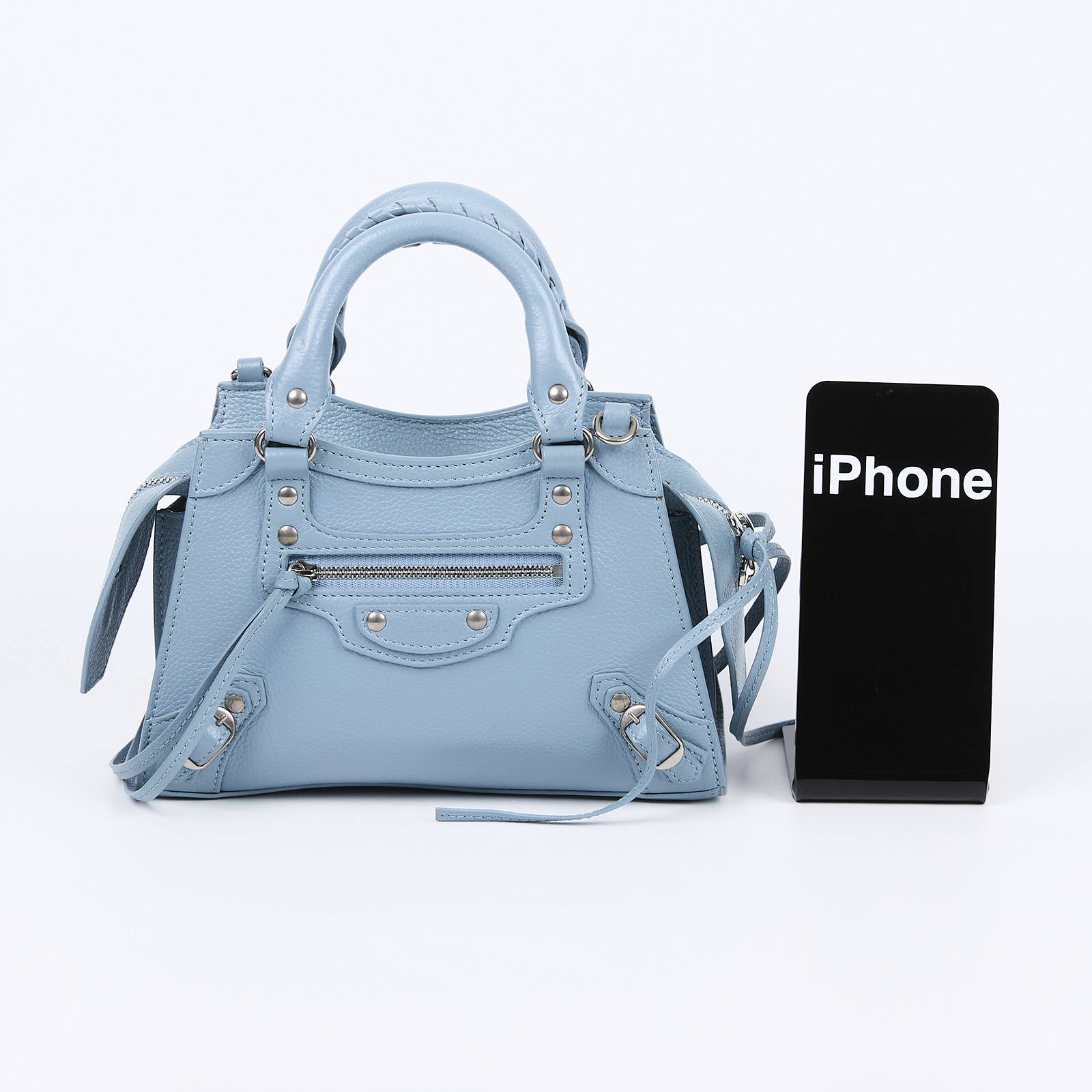 巴黎世家 BALENCIAGA Neo Calassic 迷你 機車包 63852415Y4Y 藍Neo City 牛皮迷你機車包 防塵袋