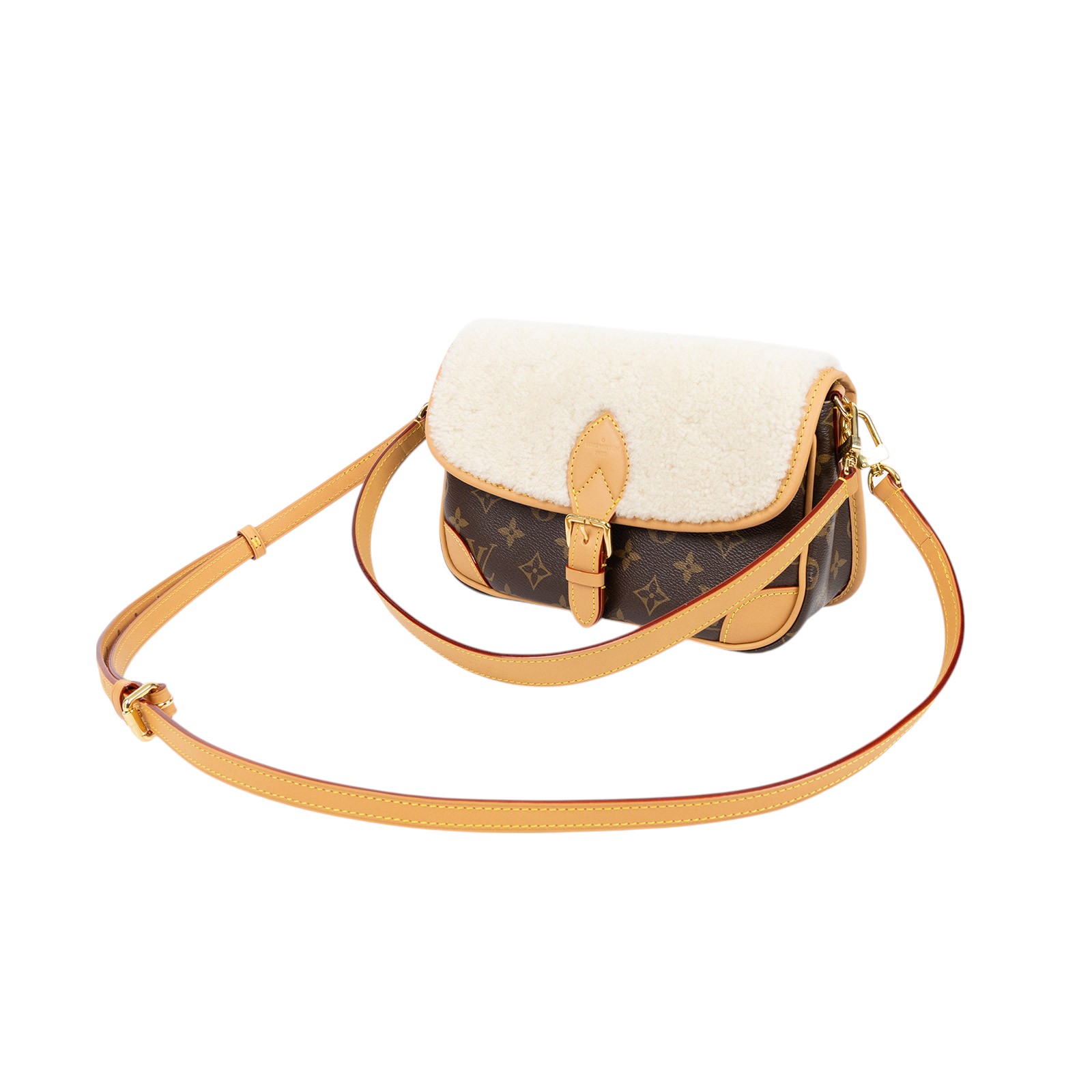 路易威登 LOUIS VUITTON Diane Monogram 帆布 羊絨 肩背包 米白色 M46317 晶片款  原廠盒子/防塵袋/背帶2