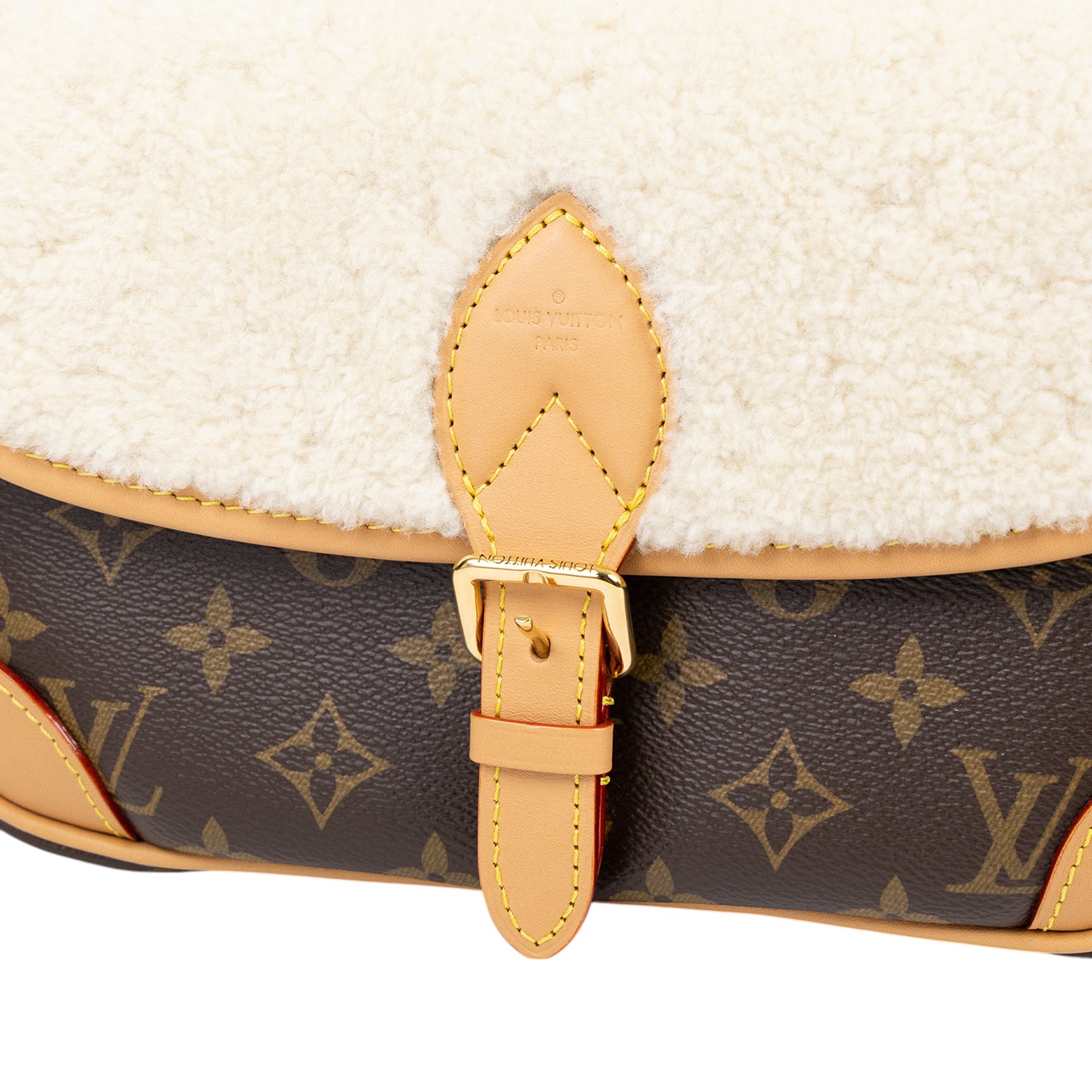 路易威登 LOUIS VUITTON Diane Monogram 帆布 羊絨 肩背包 米白色 M46317 晶片款  原廠盒子/防塵袋/背帶2