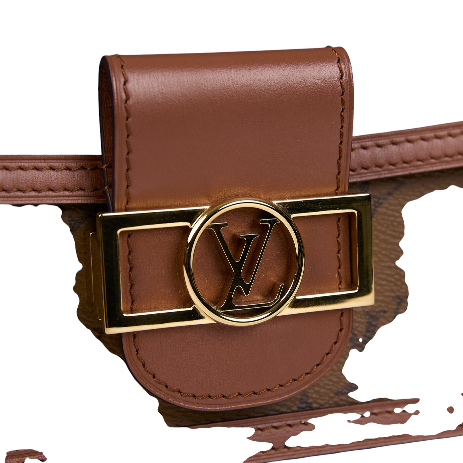 路易威登 LOUIS VUITTON Mini Dauphine 達芙妮 Reverse皮革飾邊 帆布肩背 斜背包 M45959 晶片款  原廠盒子/防塵袋/購買證明