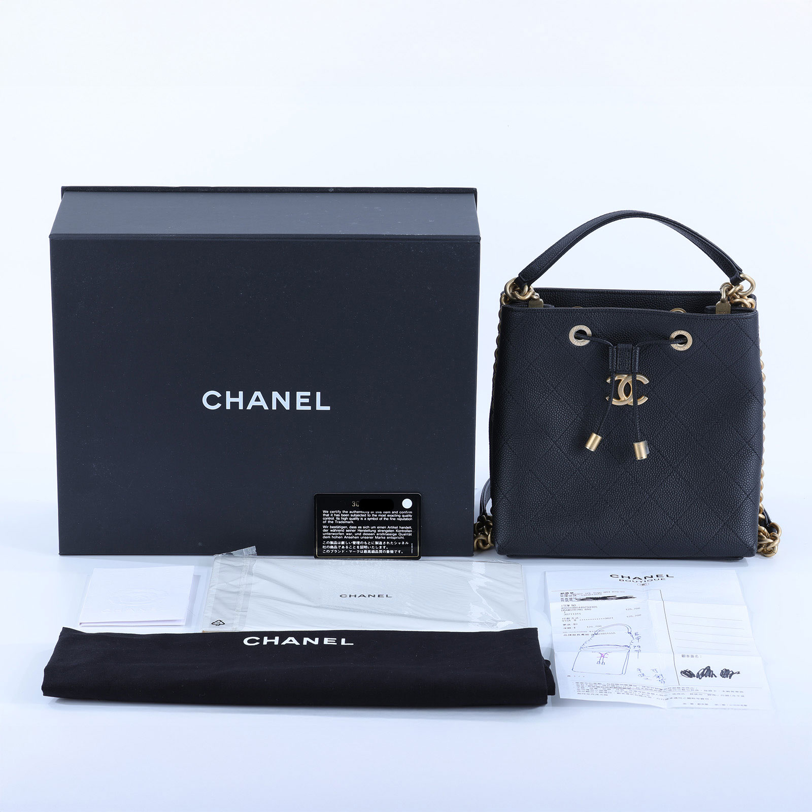 香奈兒 CHANEL 手提 肩背包 AS0310 B04497 30開黑金荔枝牛水桶包 原廠盒子/防塵袋/保證卡/購買證明