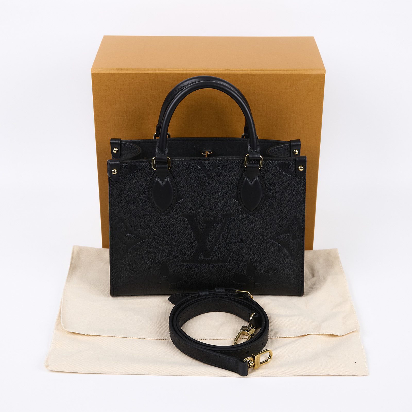 路易威登 LOUIS VUITTON OnTheGo PM 手提 肩背包 黑色 M45653 晶片款 原廠盒子/防塵袋/背帶