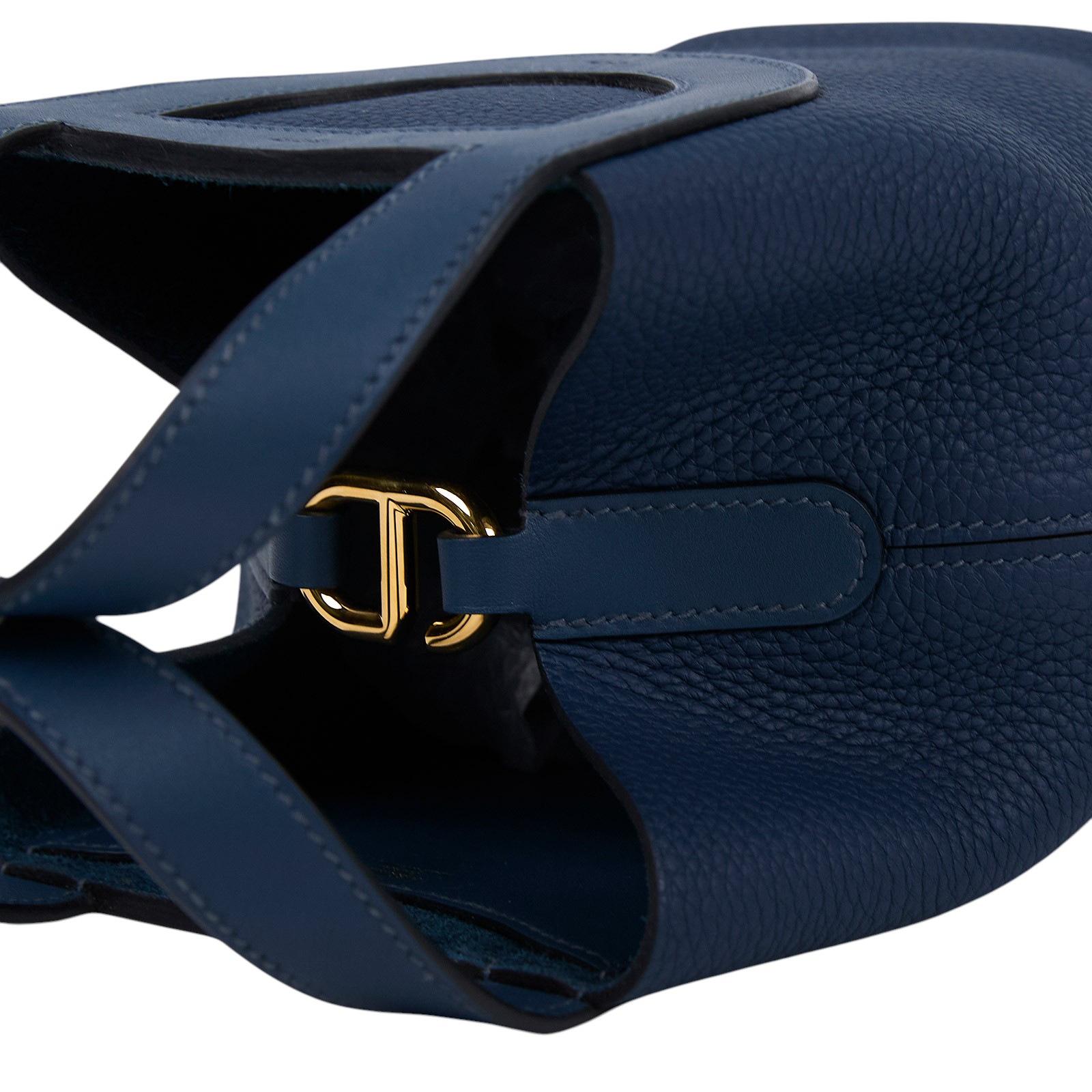 愛馬仕 Hermes In The Loop 18  豬鼻 菜籃子包 金色五金 普魯士藍 H084274CCAW /W刻  原廠盒子/防塵袋