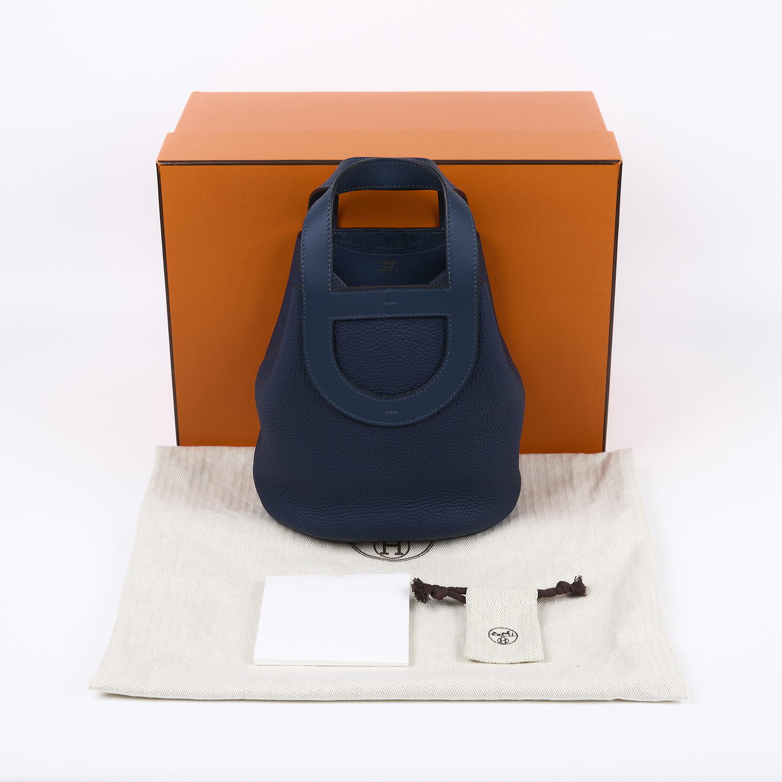 愛馬仕 Hermes In The Loop 18  豬鼻 菜籃子包 金色五金 普魯士藍 H084274CCAW /W刻  原廠盒子/防塵袋