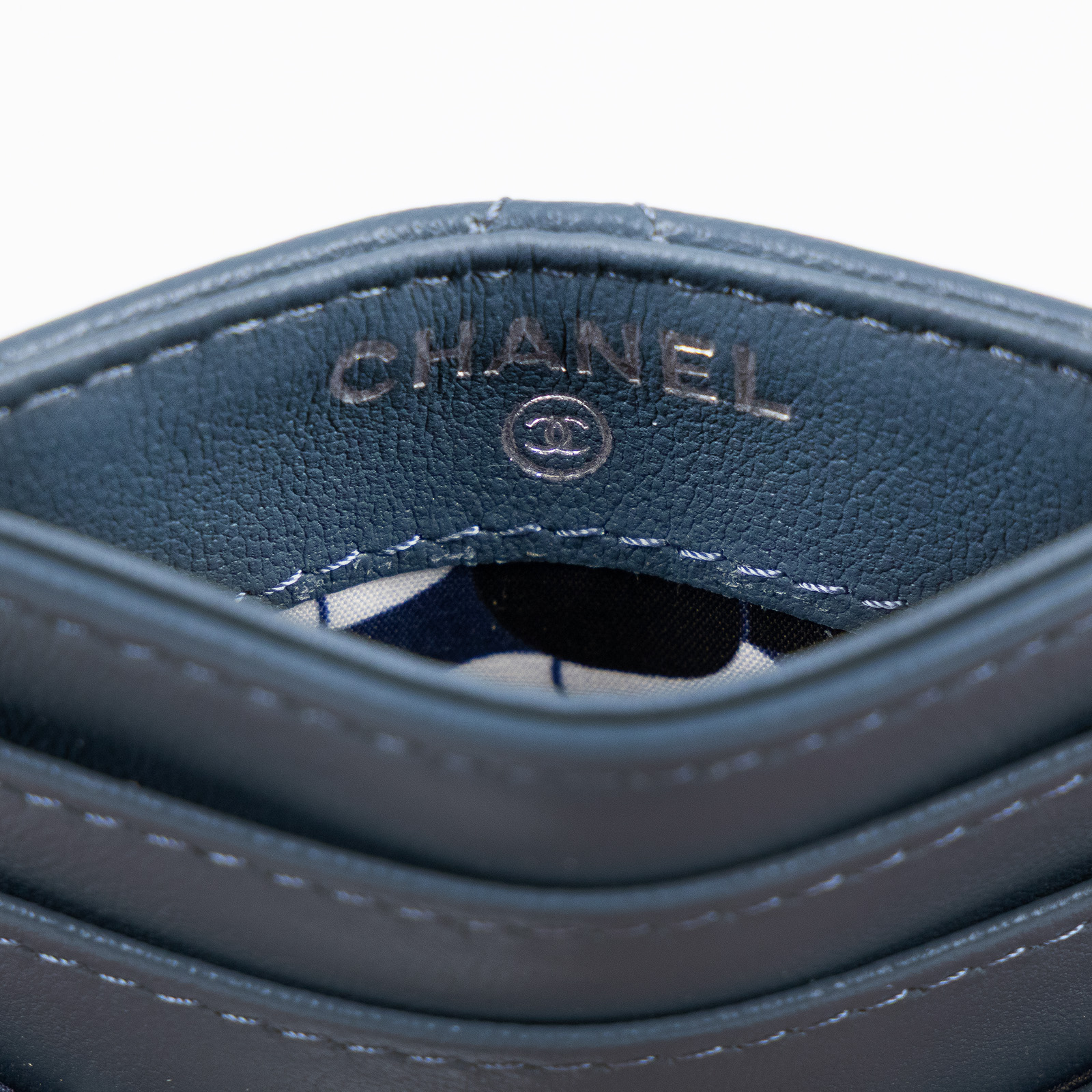 香奈兒 CHANEL 卡夾  晶片款 藍綠羊直立卡夾 原廠盒子/防塵袋