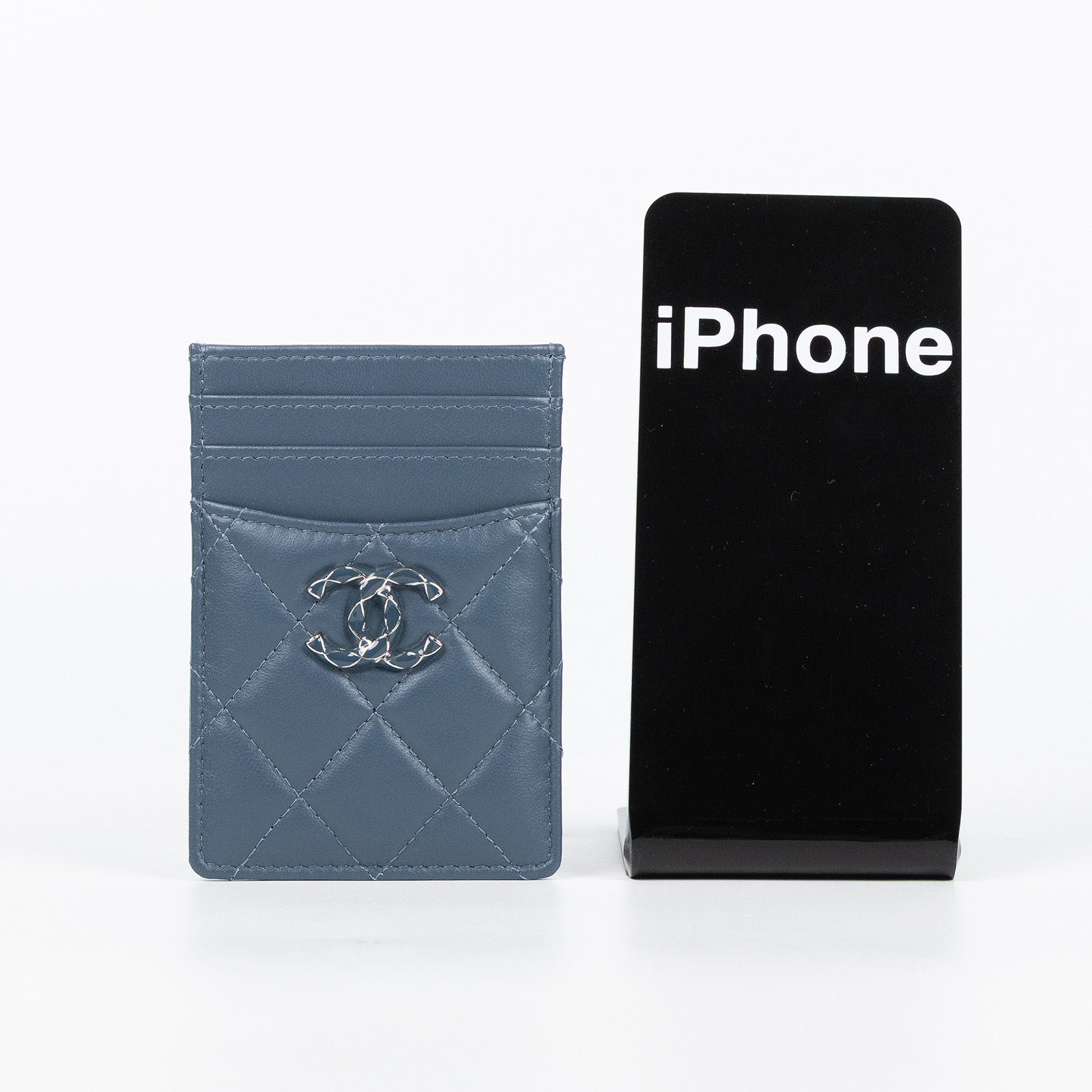 香奈兒 CHANEL 卡夾  晶片款 藍綠羊直立卡夾 原廠盒子/防塵袋