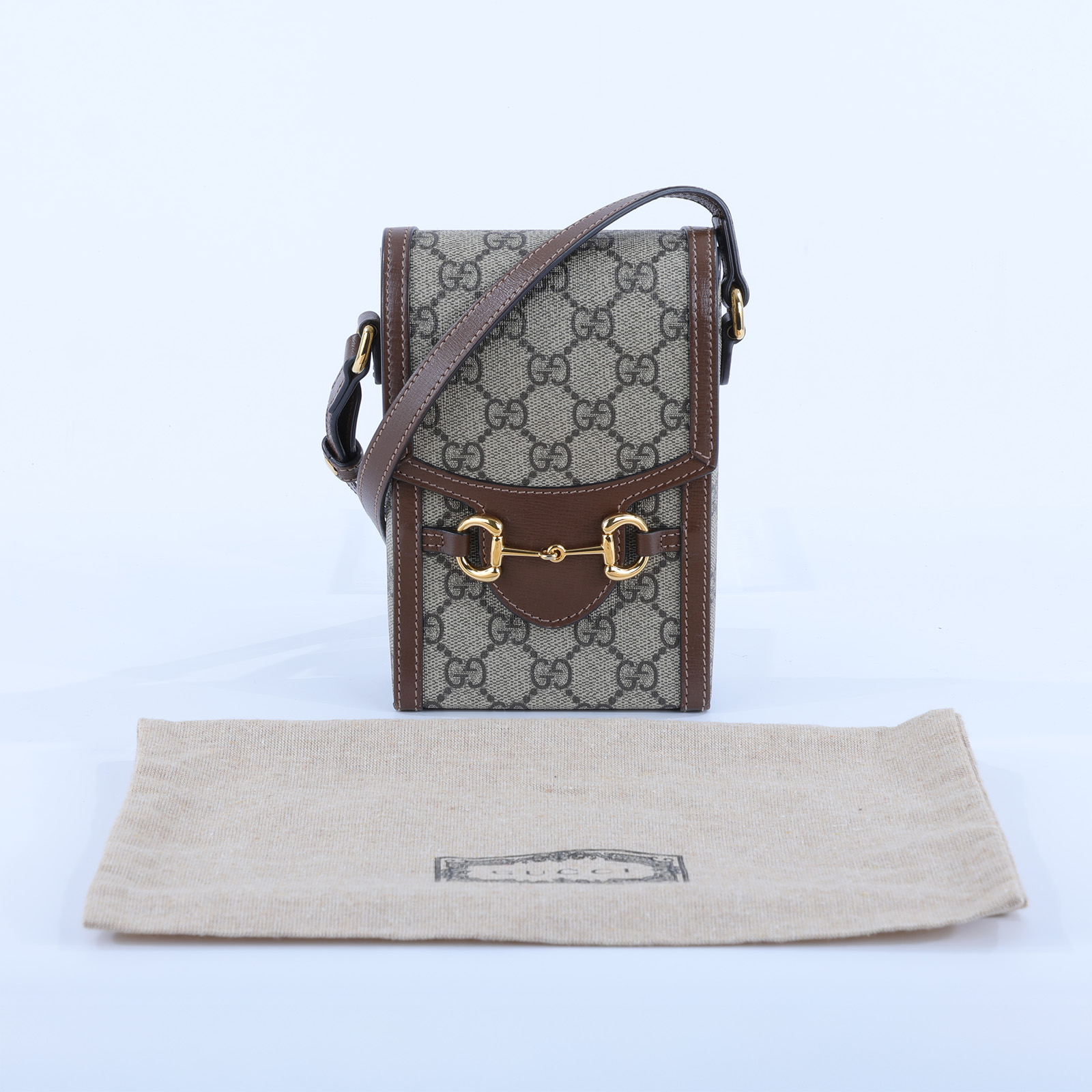 古馳 GUCCI 馬銜扣 1955 迷你袋 625615 棕Horsebit mini 迷你馬銜扣肩背斜背1955手機包 防塵袋