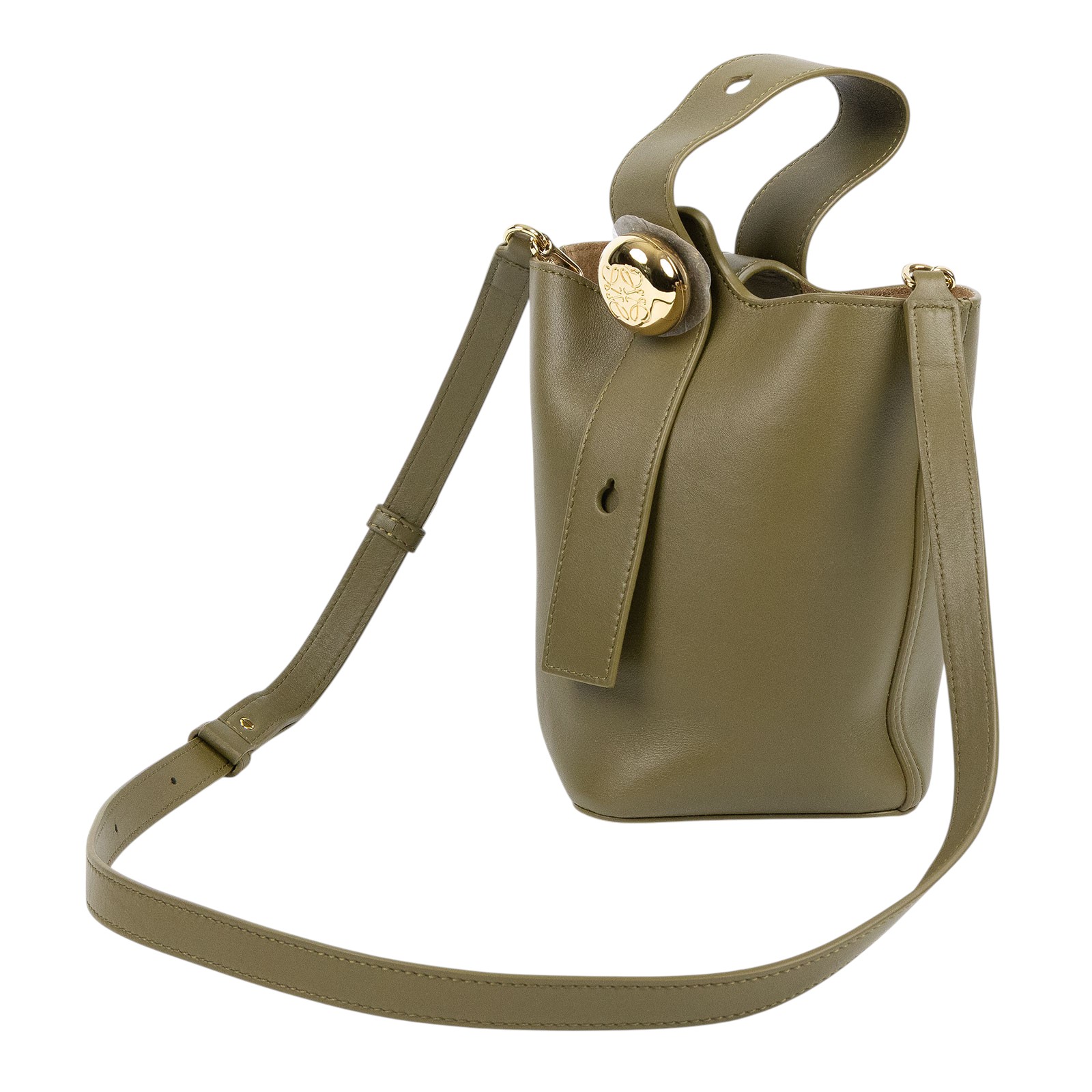 羅意威 LOEWE Mini Pebble Bucket bag 肩背 手提水桶包 AANBBBMX01 墨綠PEBBLE MINI 原廠盒子/防塵袋