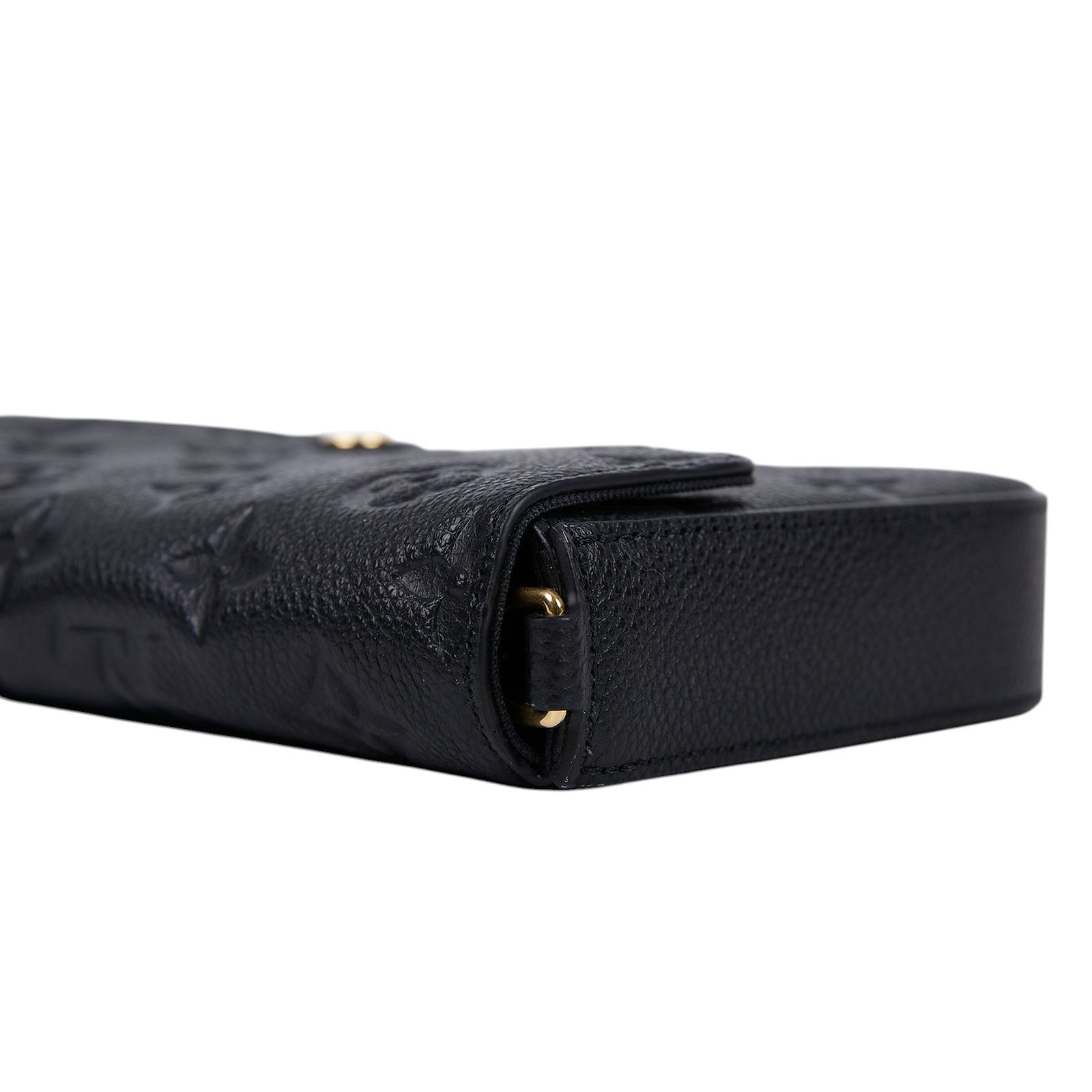 路易威登 LOUIS VUITTON Félicie Pochette 經典壓花皮格 WOC 翻蓋 斜背 鍊帶 肩背包 黑色 M64064 晶片款  原廠盒子/防塵袋
