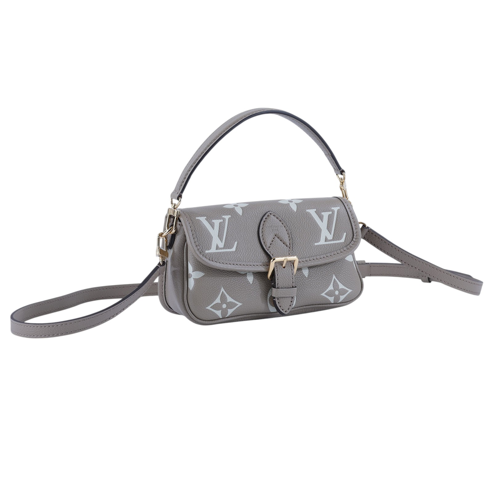 路易威登 LOUIS VUITTON Nano Diane 腋下包法棍 單肩背包 斑鳩灰 奶油色 M83300 晶片款  原廠盒子/防塵袋