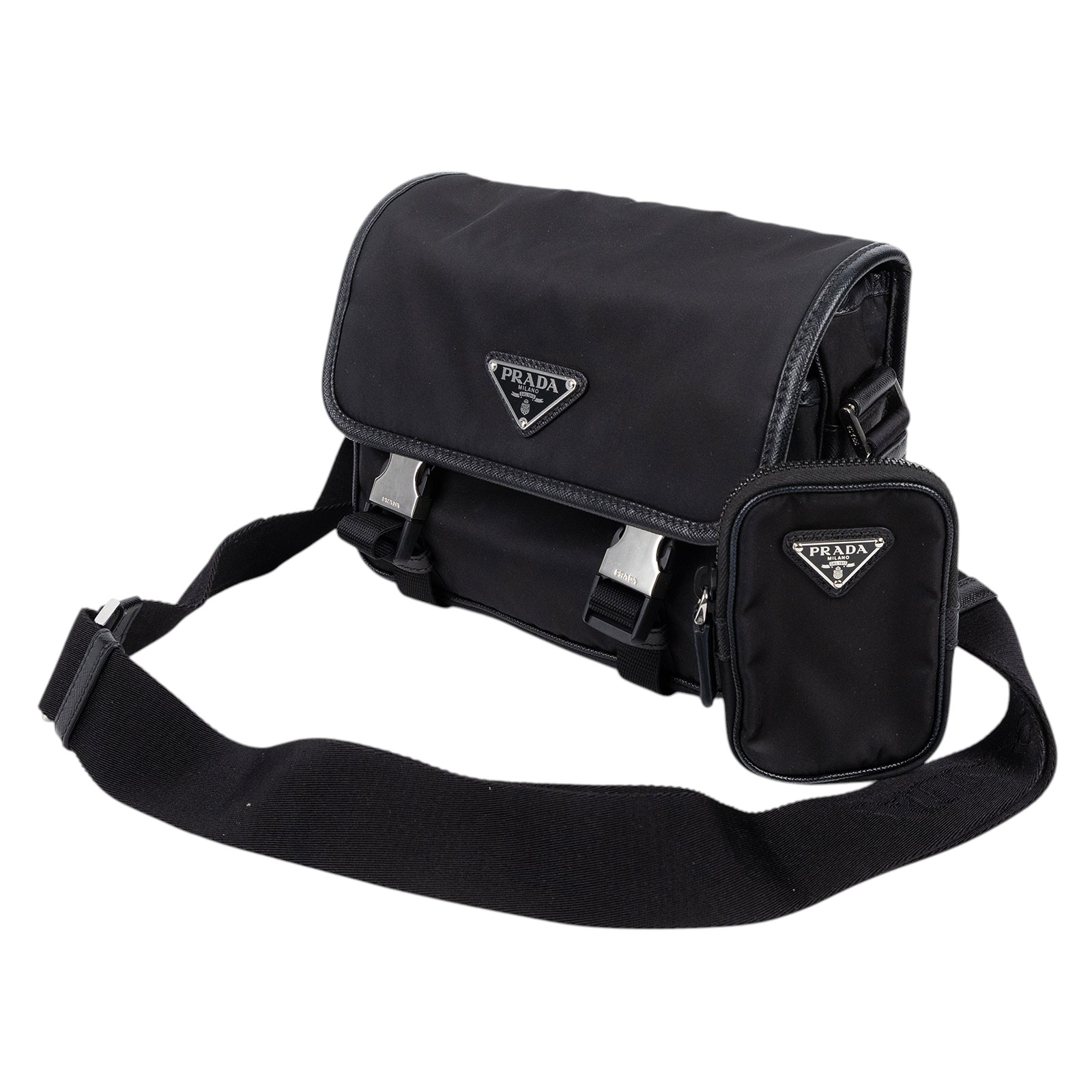 普拉達 PRADA Re-Nylon Saffiano 皮革肩背袋 2VD034_2DMH 黑Re-Nylon 及 Saffiano 皮革肩背袋 防塵袋/內袋